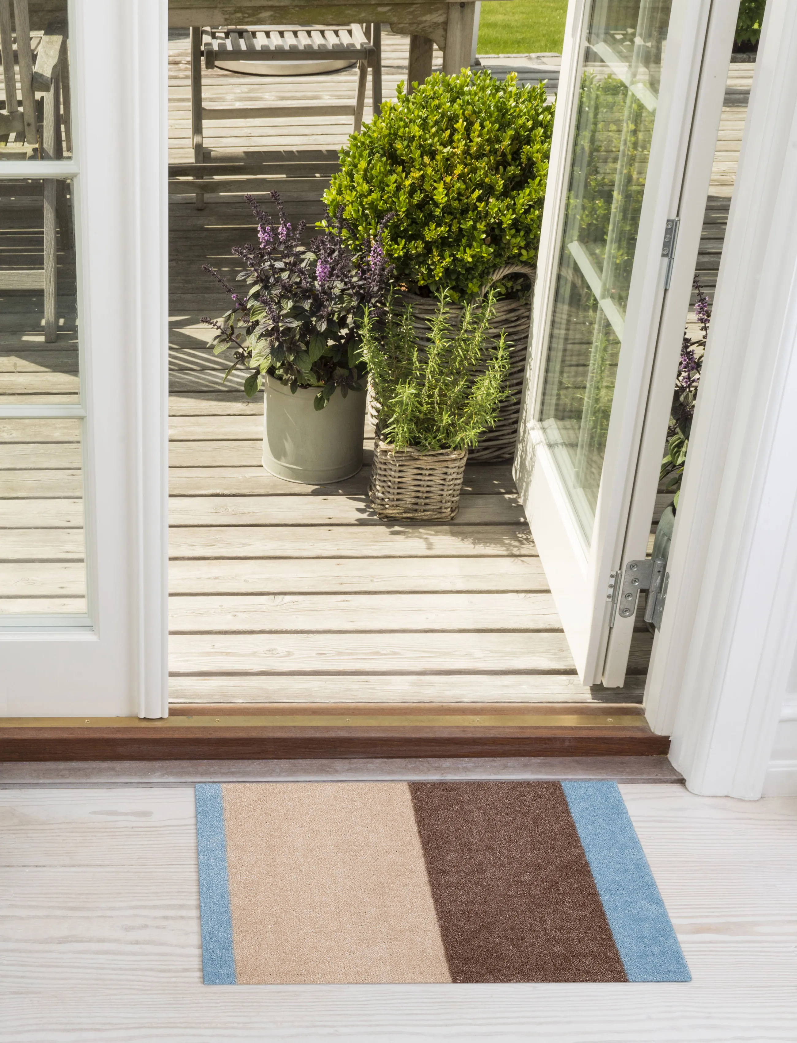 tica copenhagen - Floormat, Stripes Ivory/sand/blue, 40x60x0,7 cm - ivory/sand/blue - 4
