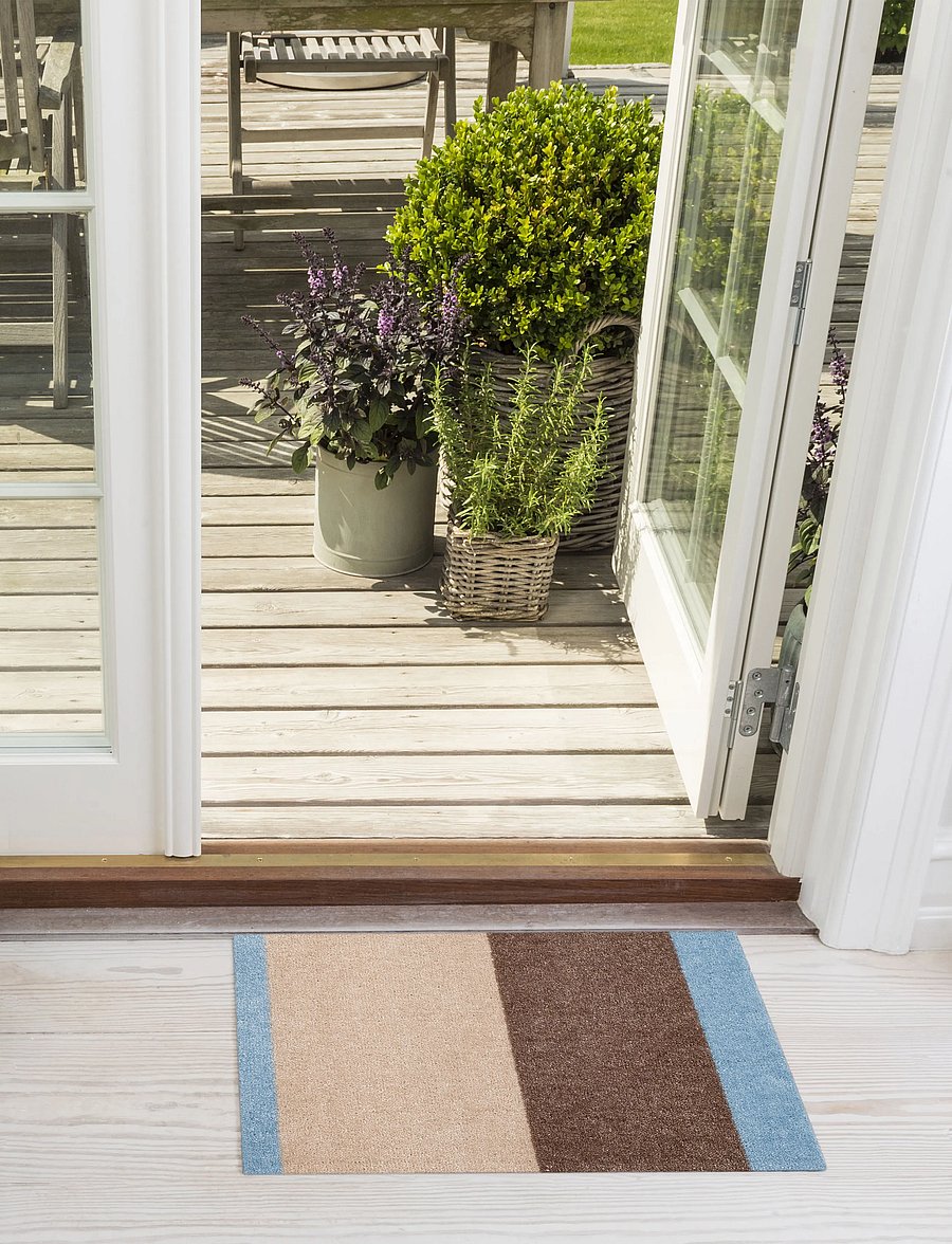 tica copenhagen - Floormat, Stripes Ivory/sand/blue, 40x60x0,7 cm - laveste priser - ivory/sand/blue - 4