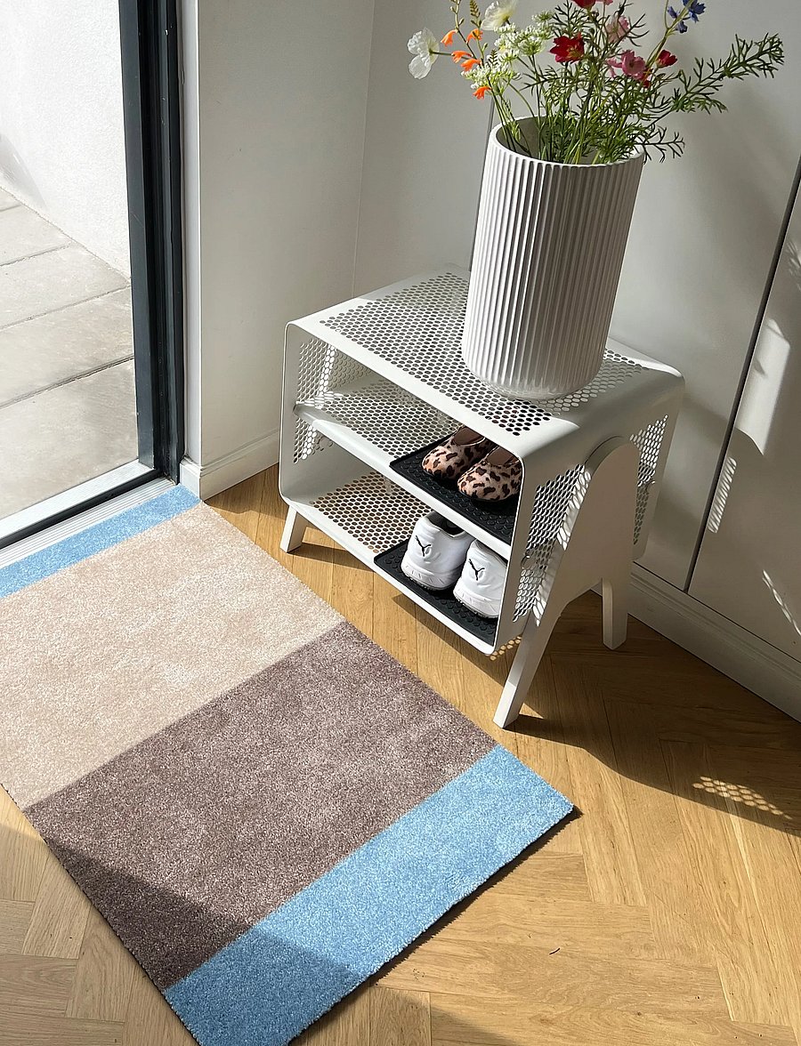 tica copenhagen - Floormat, Stripes Ivory/sand/blue, 60x90x0,7 cm - flurläufer - ivory/sand/blue - 0