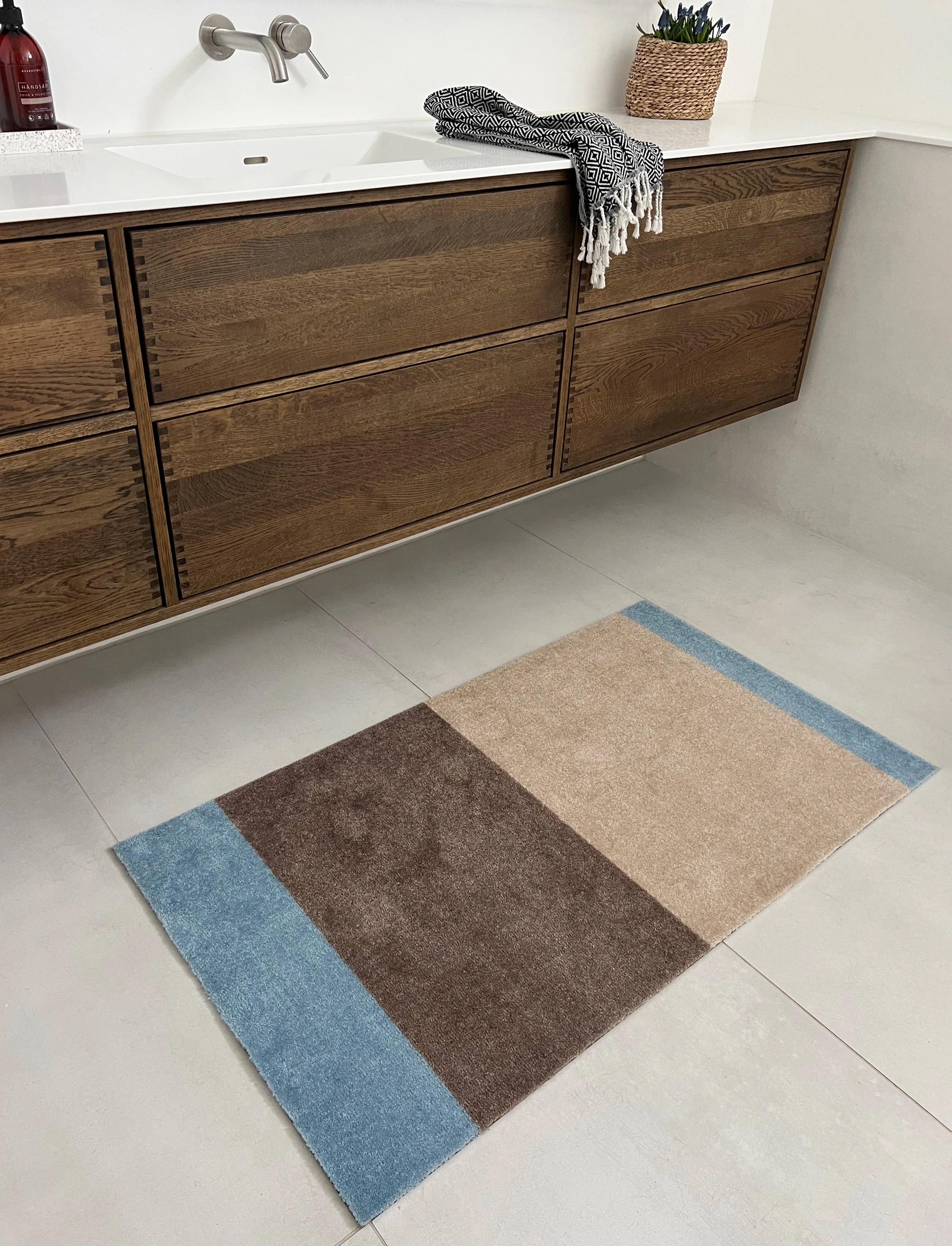 tica copenhagen - Floormat, Stripes Ivory/sand/blue, 60x90x0,7 cm - ivory/sand/blue - 4