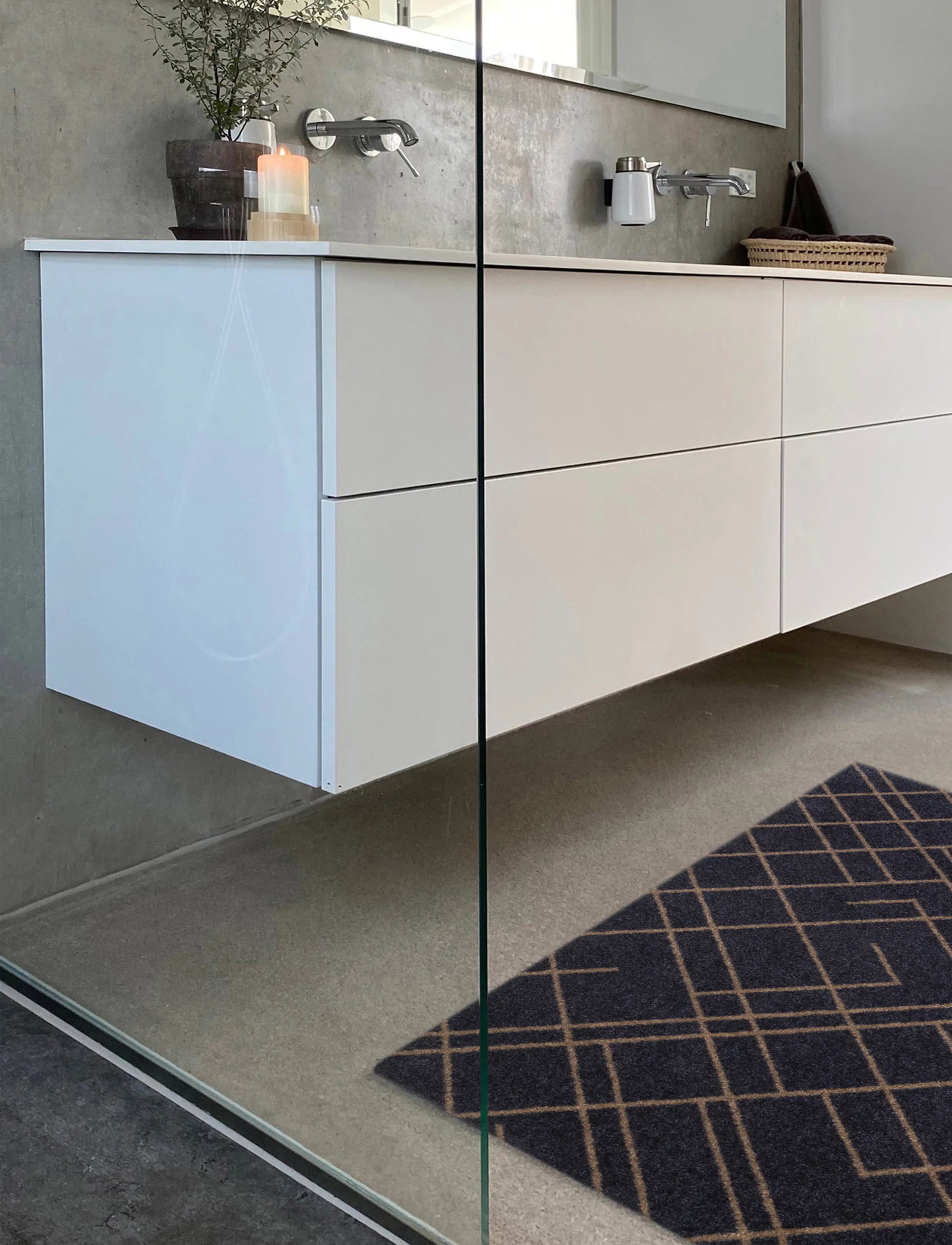 tica copenhagen - Floormat, Lines, Blue grey/Sand, 60x90x0,7 - sand/bluegrey - 0