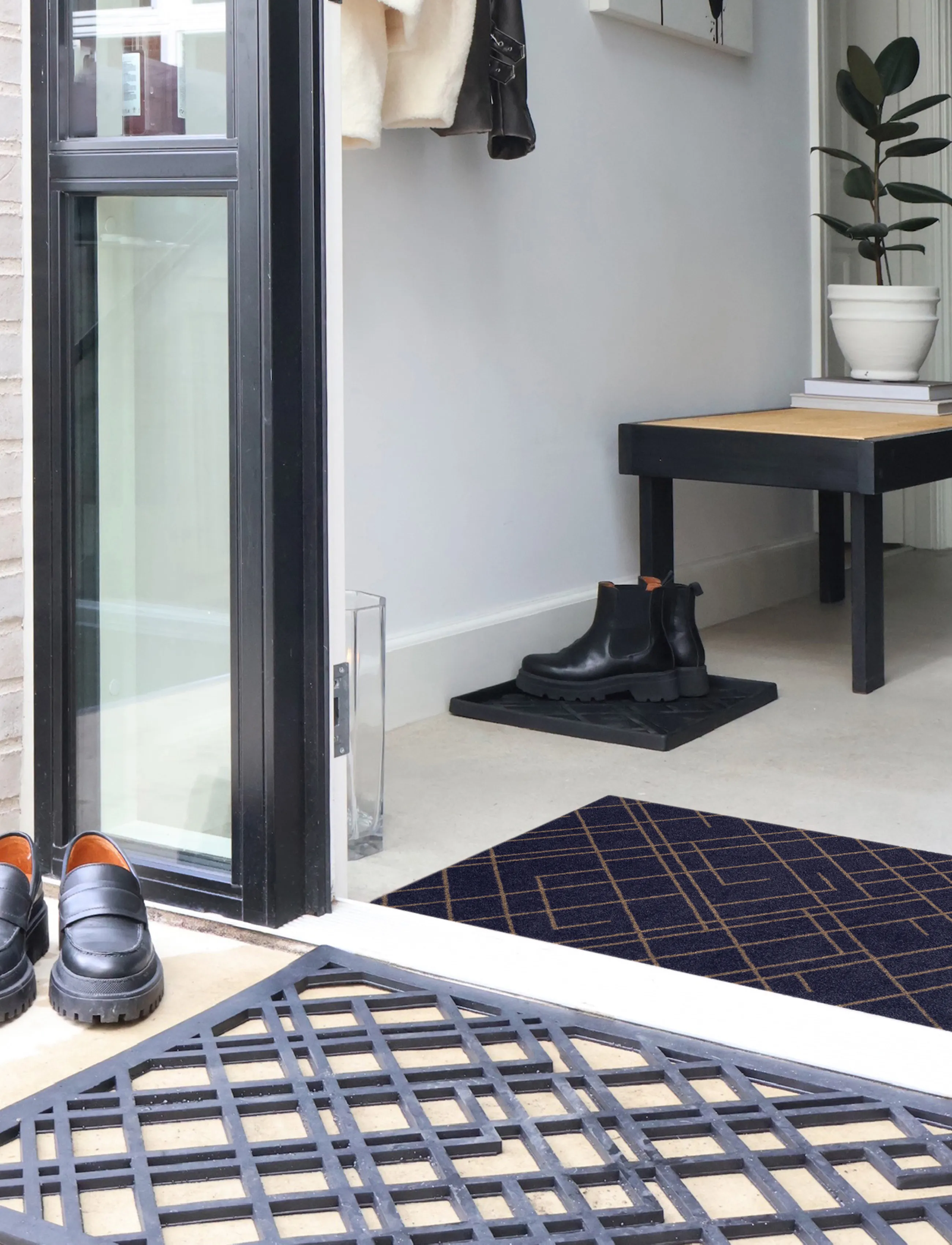 tica copenhagen - Floormat, Lines, Blue grey/Sand, 60x90x0,7 - sand/bluegrey - 3