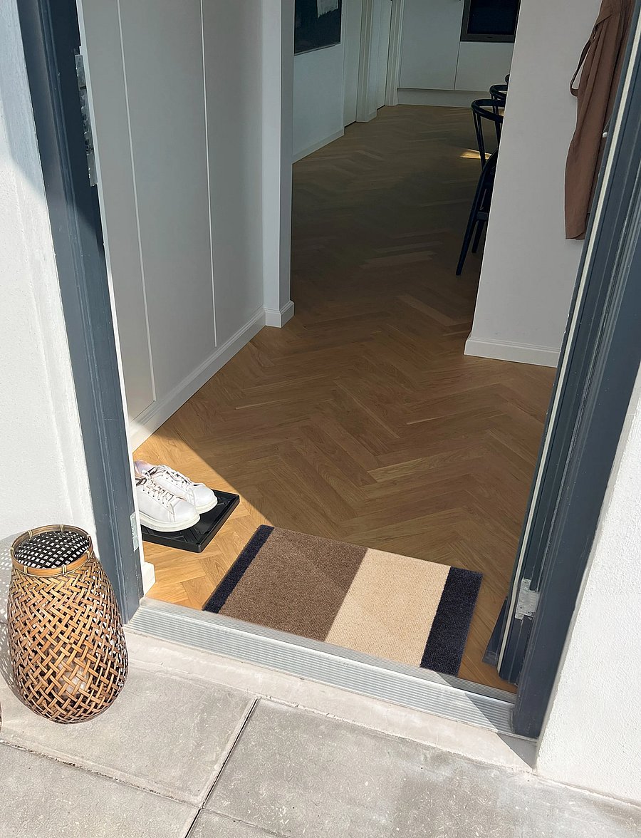 tica copenhagen - Floormat, Stripes, Blue grey/Sand/Ivory, 40x60x0,7 - laveste priser - bluegrey/9ivory/sand - 2