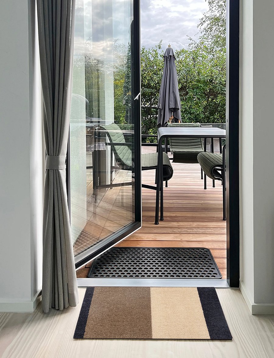 tica copenhagen - Floormat, Stripes, Blue grey/Sand/Ivory, 40x60x0,7 - laveste priser - bluegrey/9ivory/sand - 3