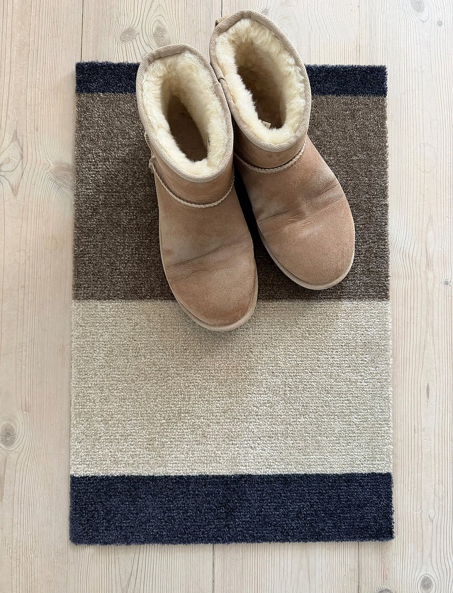 tica copenhagen - Floormat, Stripes, Blue grey/Sand/Ivory, 40x60x0,7 - laveste priser - bluegrey/9ivory/sand - 4
