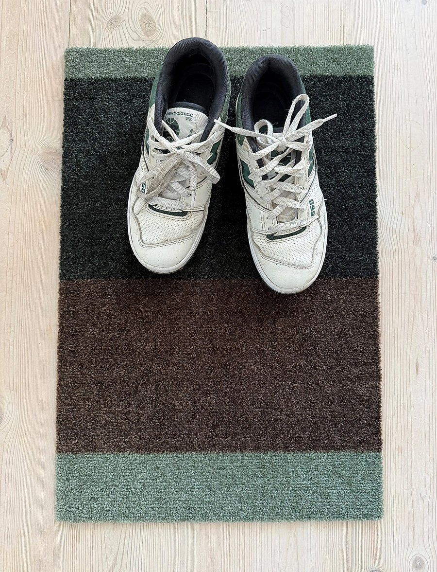 tica copenhagen - Floormat, Stripes, Dusty Green/Brown, 40x60x0,7 - laveste priser - green/brown - 2