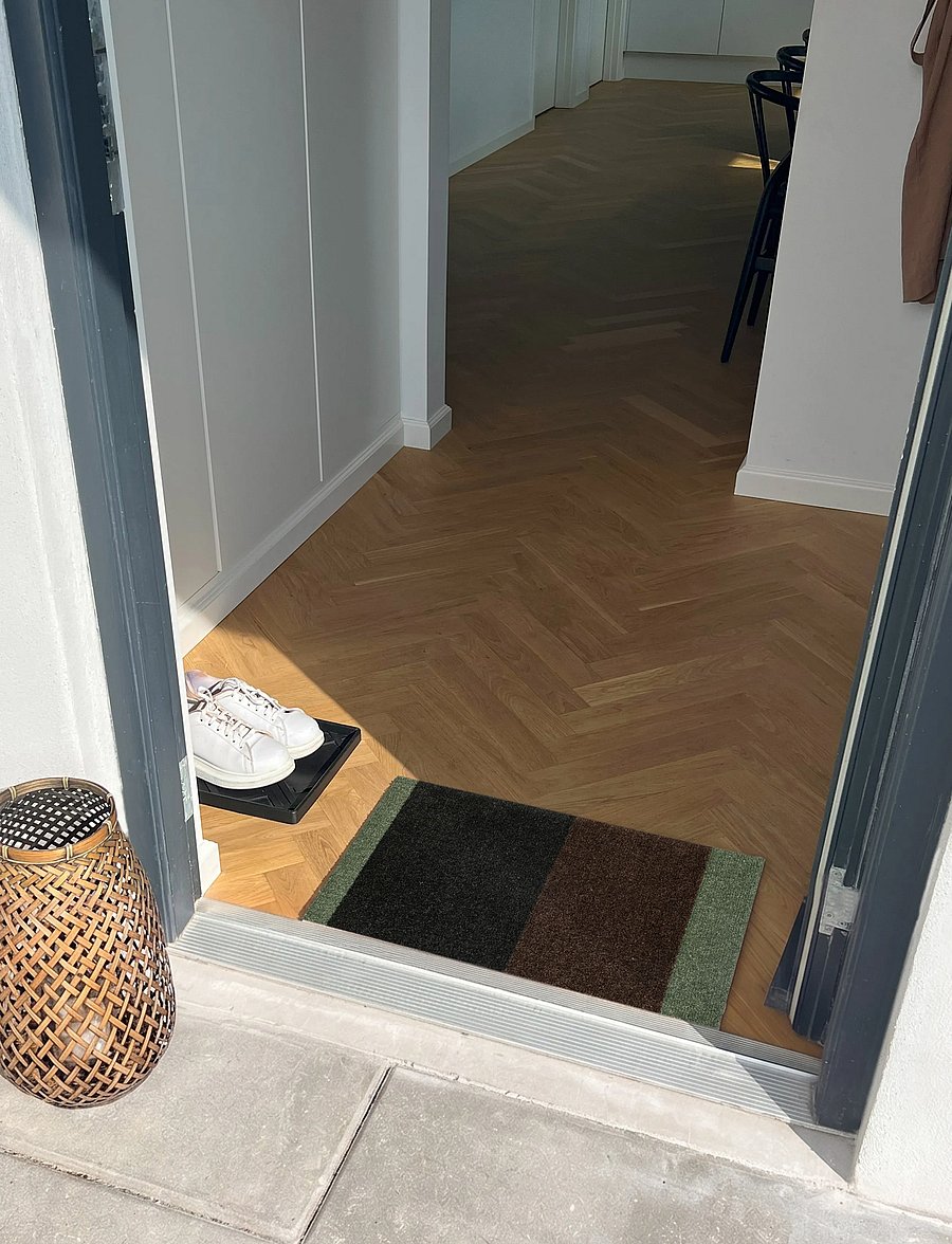 tica copenhagen - Floormat, Stripes, Dusty Green/Brown, 40x60x0,7 - laveste priser - green/brown - 3