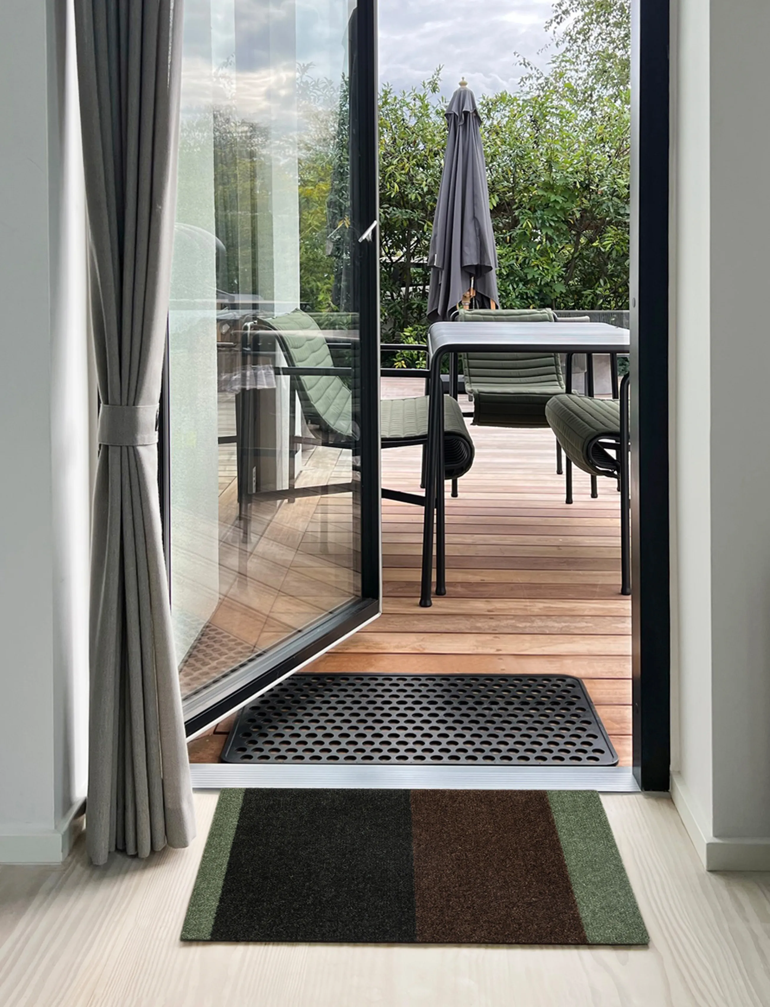 tica copenhagen - Floormat, Stripes, Dusty Green/Brown, 40x60x0,7 - green/brown - 4