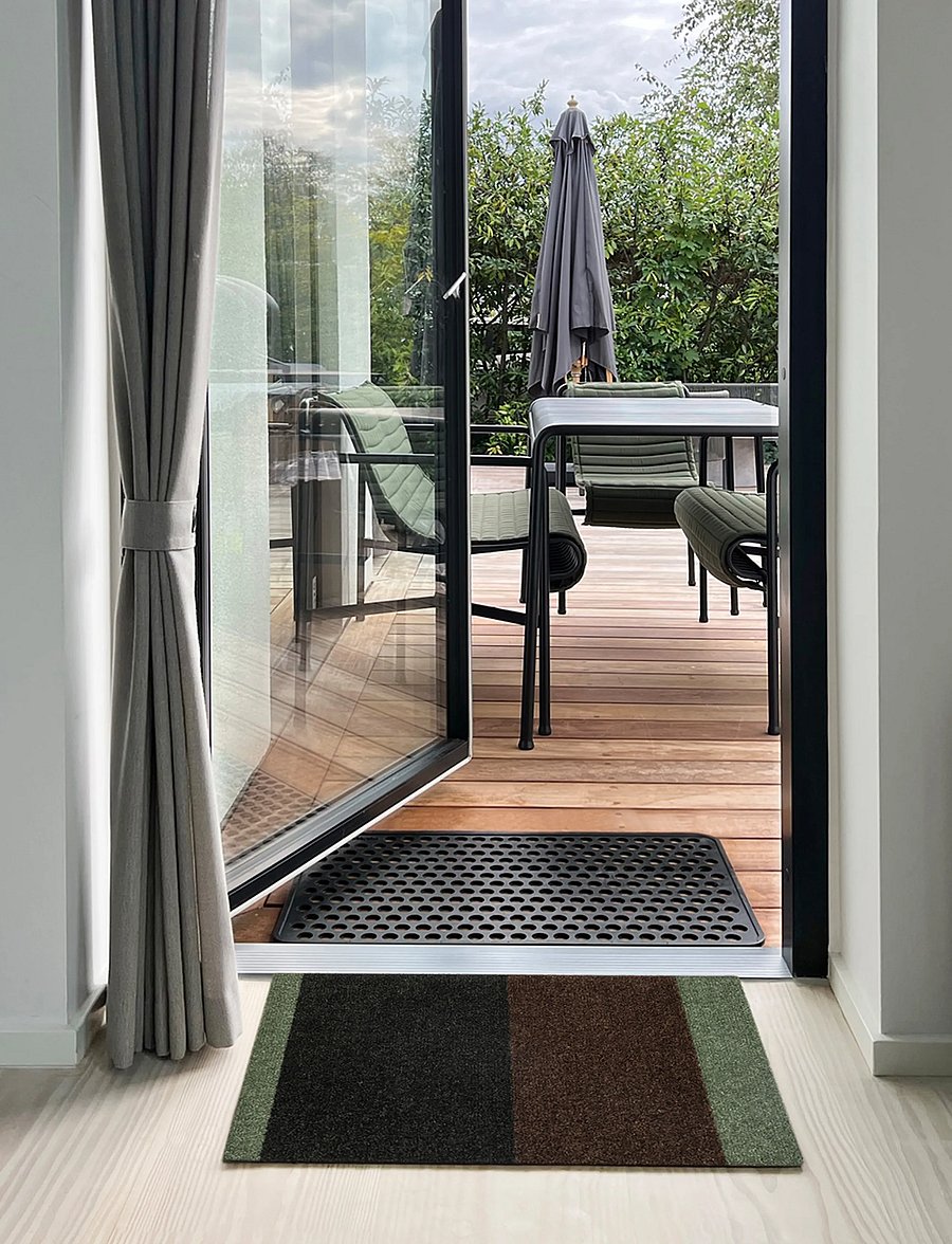 tica copenhagen - Floormat, Stripes, Dusty Green/Brown, 40x60x0,7 - laveste priser - green/brown - 4