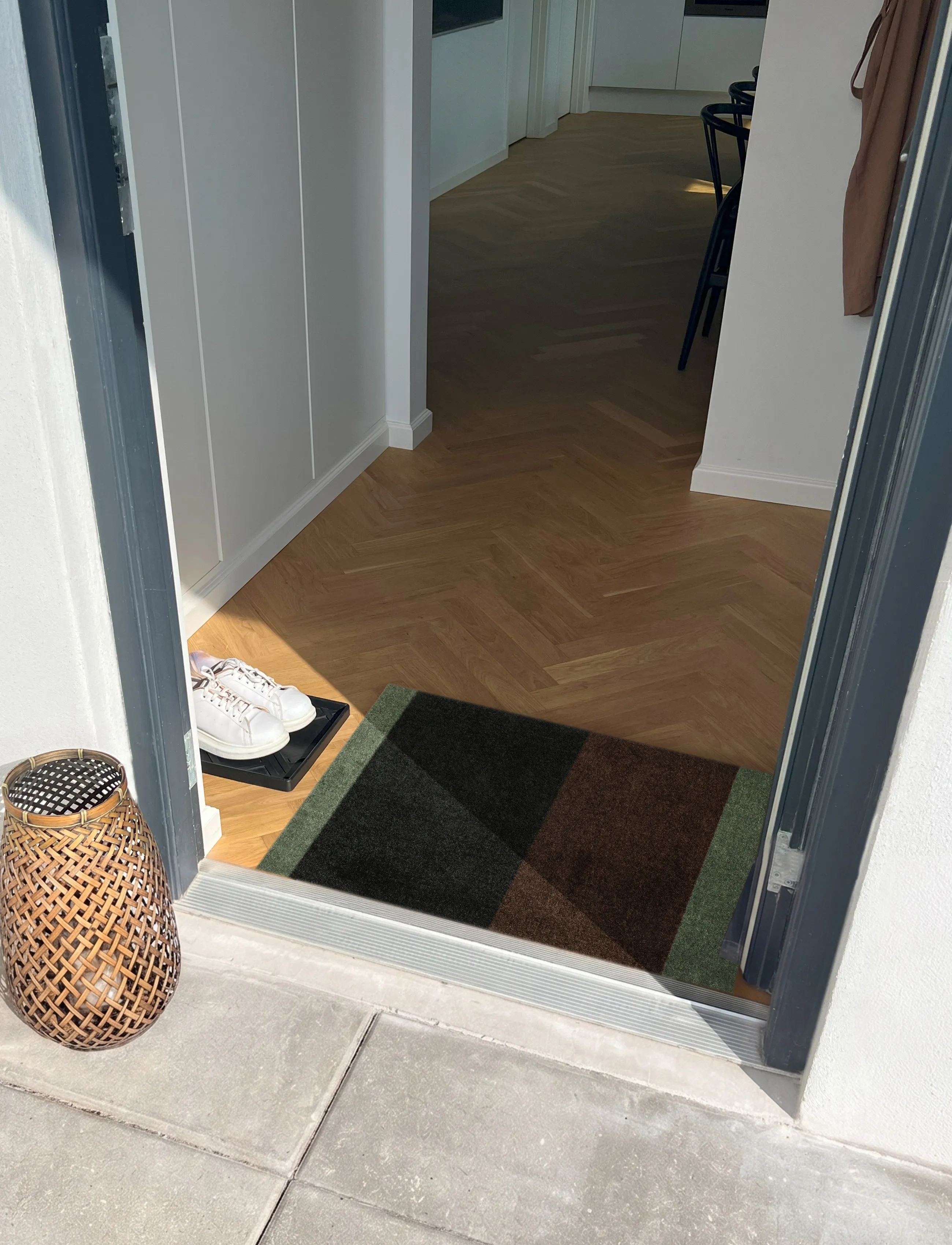 tica copenhagen - Floormat, Stripes, Dusty Green/Brown, 60x90x0,7 - green/brown - 0