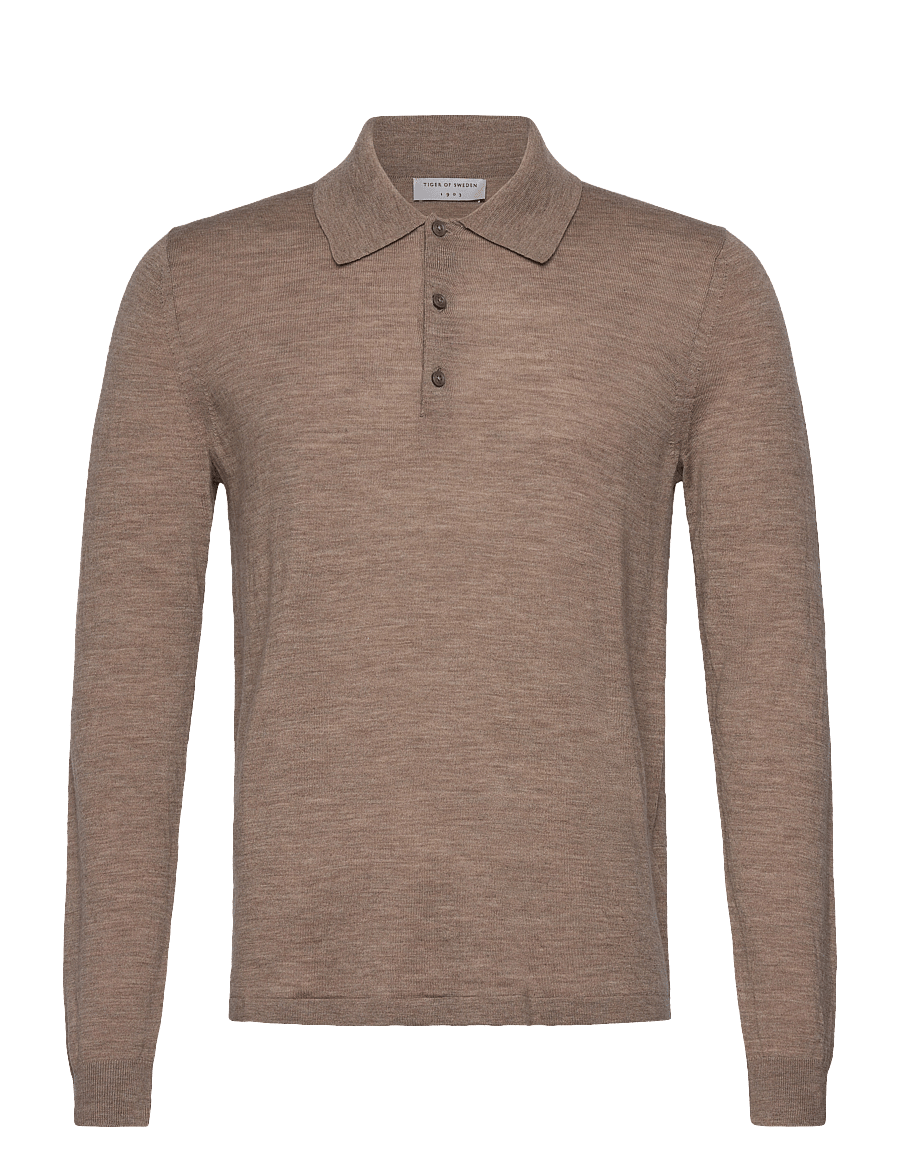 Tiger of Sweden - EROSS RWS - adīti polo krekli ar garām piedurknēm - beige melange - 1