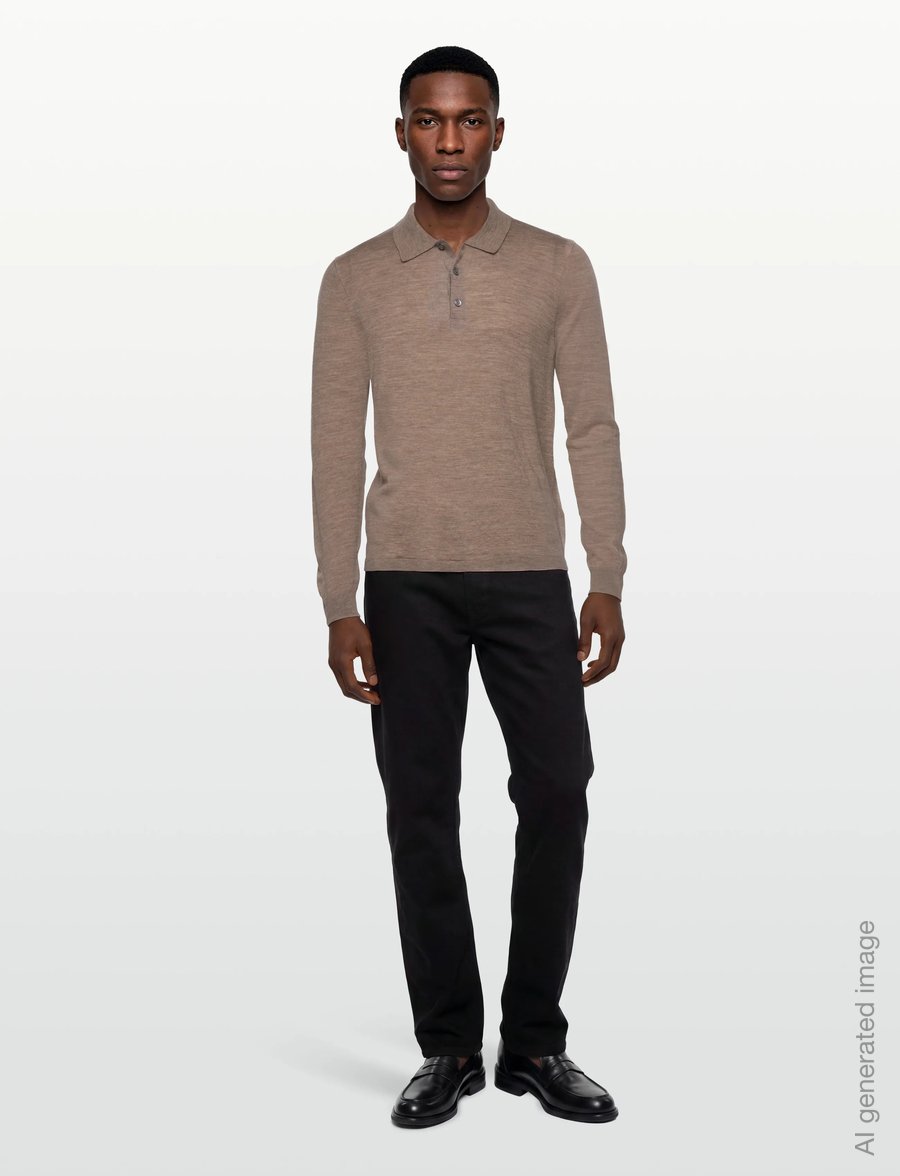 Tiger of Sweden - EROSS RWS - adīti polo krekli ar garām piedurknēm - beige melange - 0