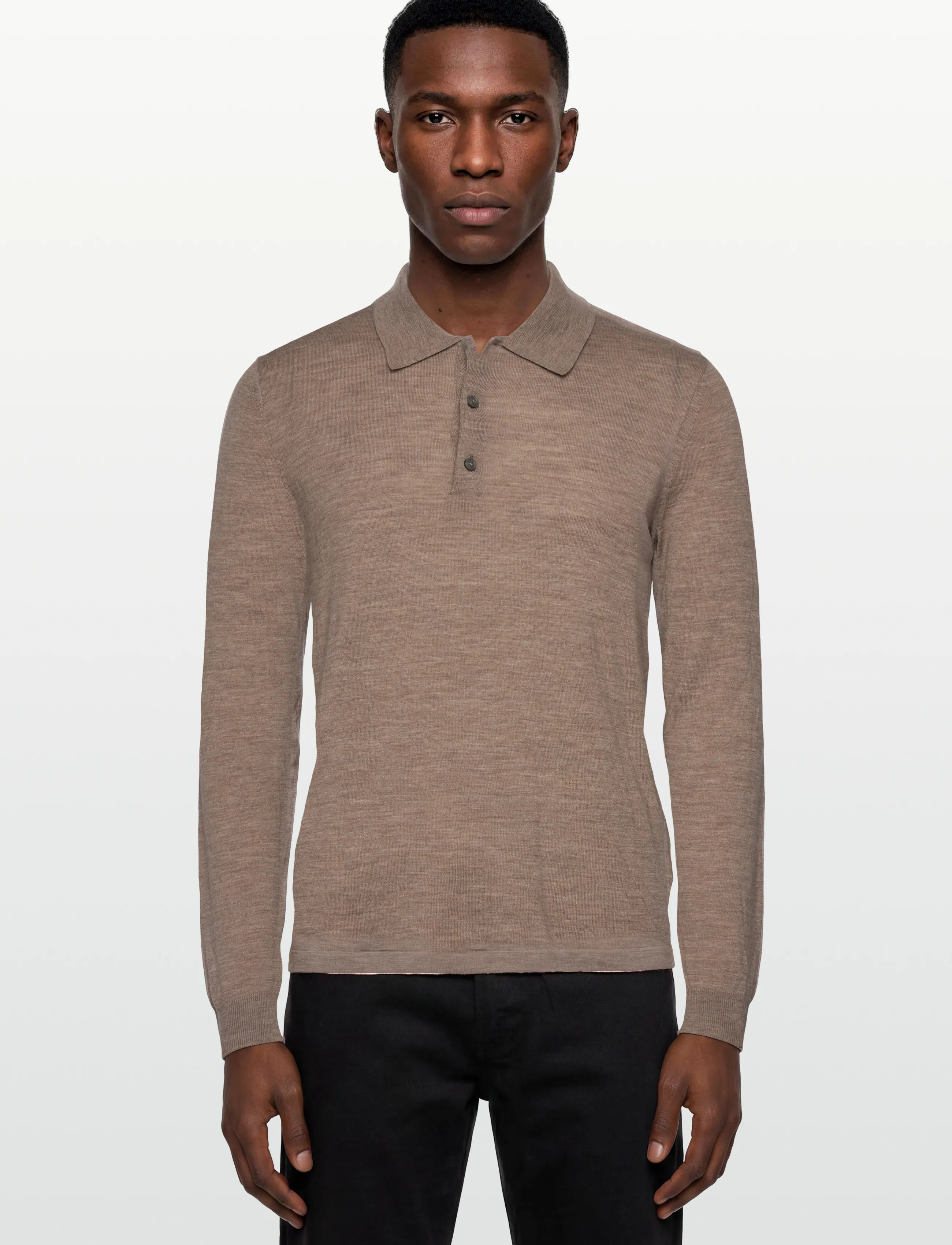 Tiger of Sweden - EROSS RWS - långärmade stickade pikétröjor - beige melange - 3