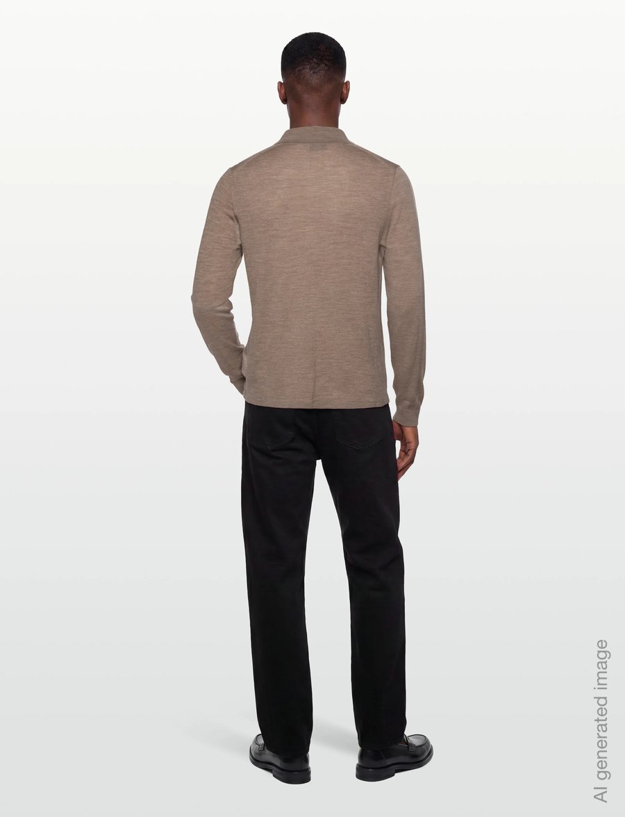 Tiger of Sweden - EROSS RWS - adīti polo krekli ar garām piedurknēm - beige melange - 4
