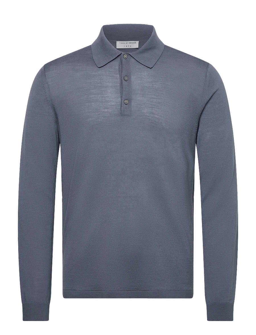 Tiger of Sweden - EROSS RWS - long-sleeved knitted polos - dull blue - 0