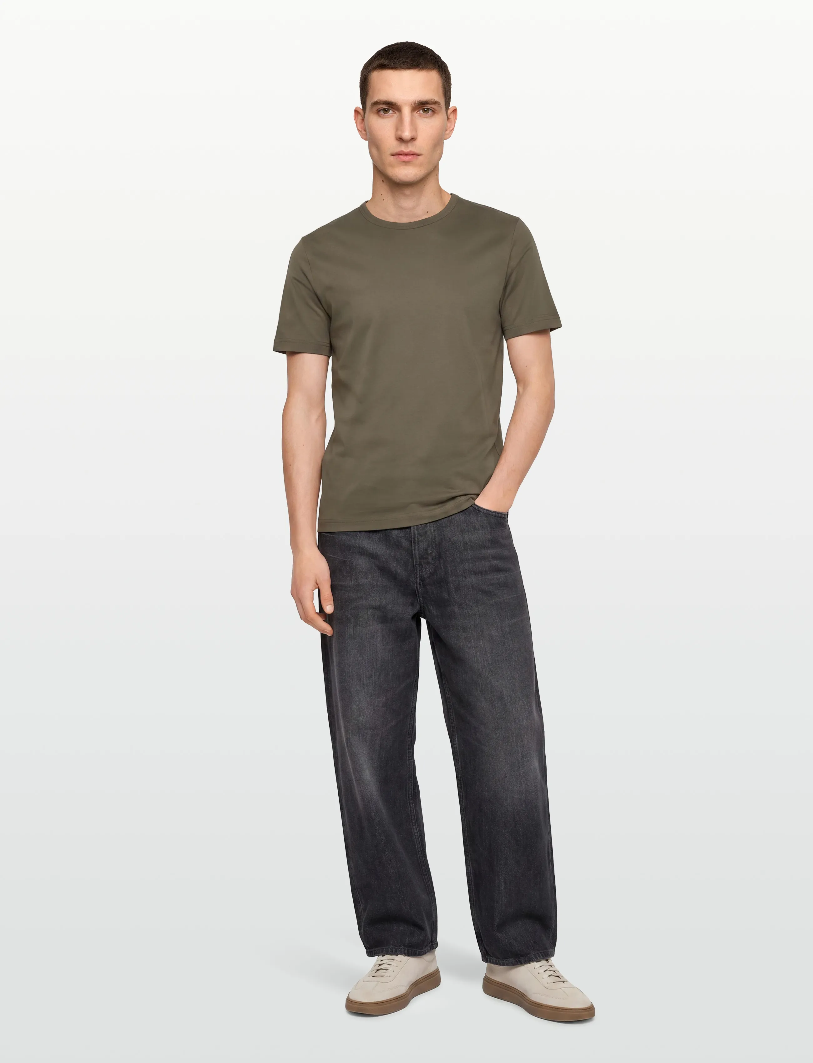 Tiger of Sweden Olaf, M, T-shirts, Khakigrün - Short-sleeved, Männerswear