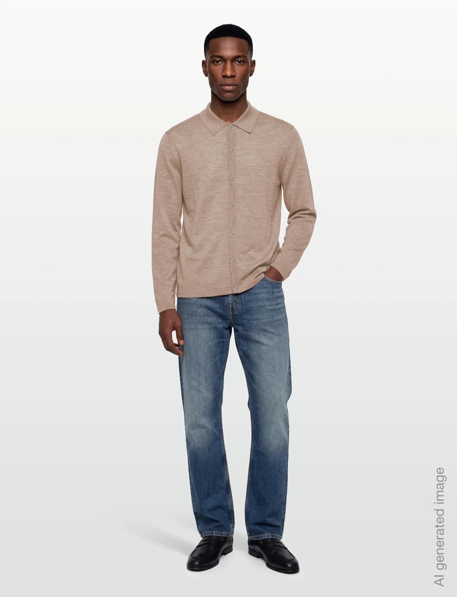 Tiger of Sweden - VERKLIN RWS - long-sleeved knitted polos - beige melange - 0