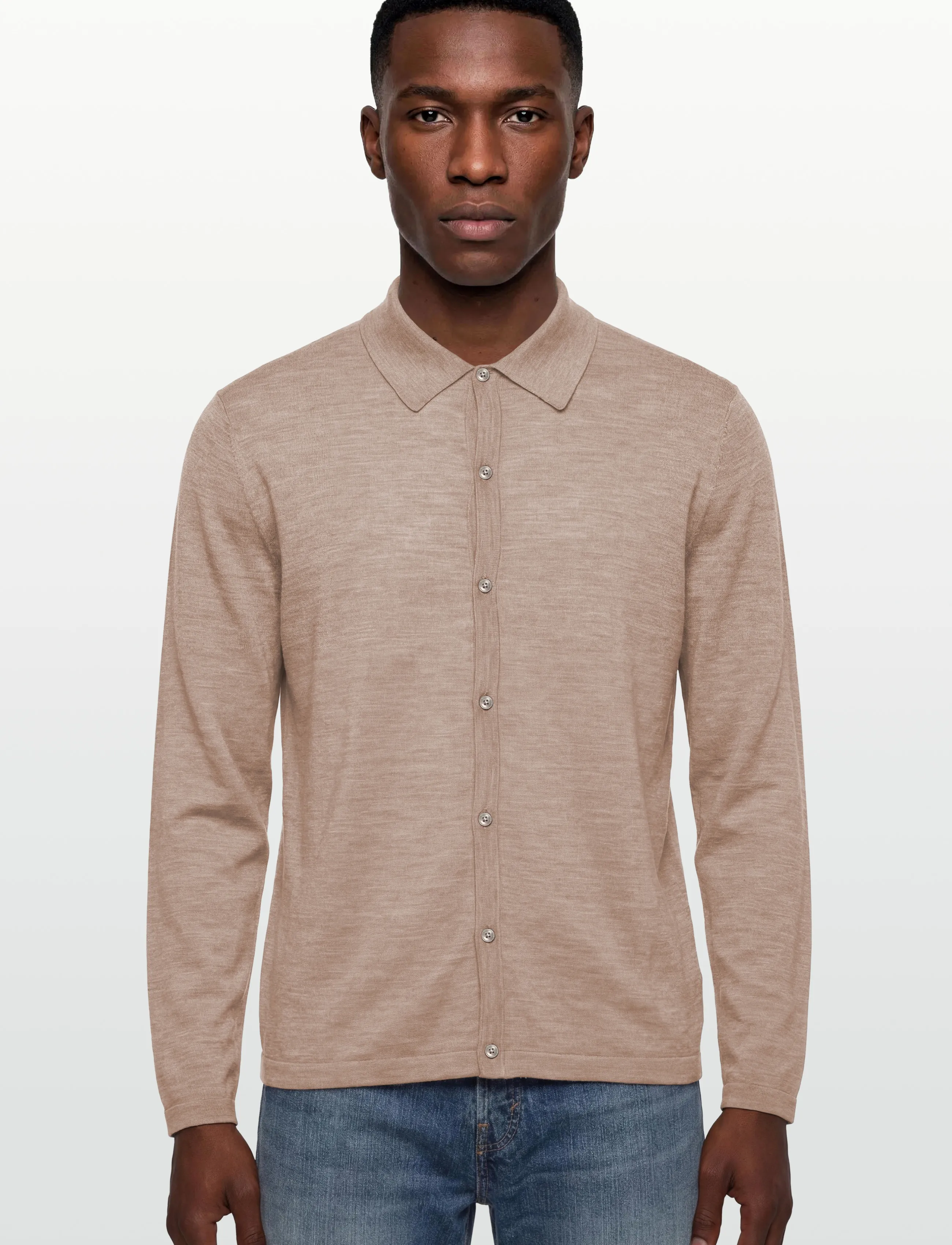 Tiger of Sweden - VERKLIN RWS - langärmelige gestrickte polohemden - beige melange - 3