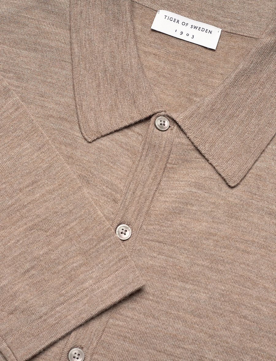 Tiger of Sweden - VERKLIN RWS - long-sleeved knitted polos - beige melange - 5