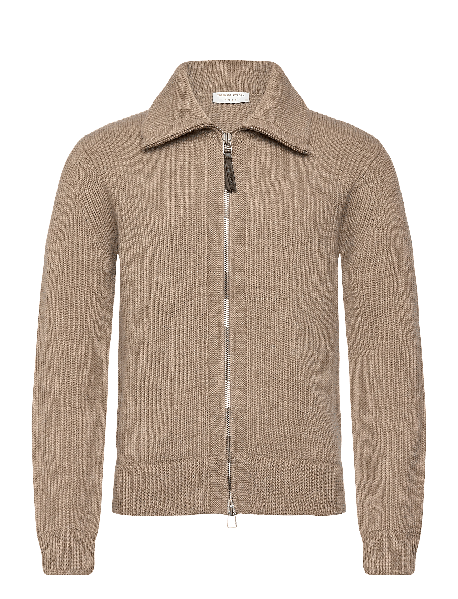 Tiger of Sweden - Niall - fullzip strik - beige melange - 0
