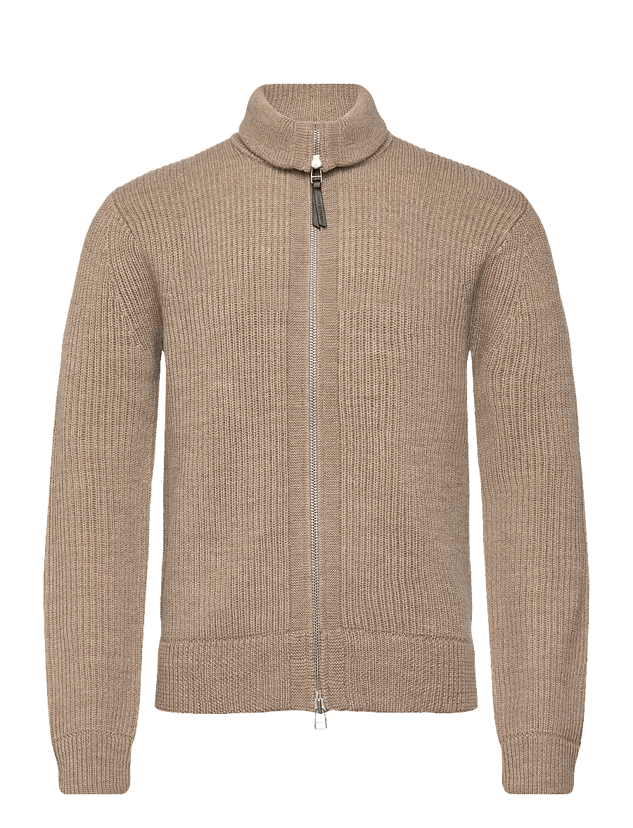 Tiger of Sweden - Niall - fullzip strik - beige melange - 2