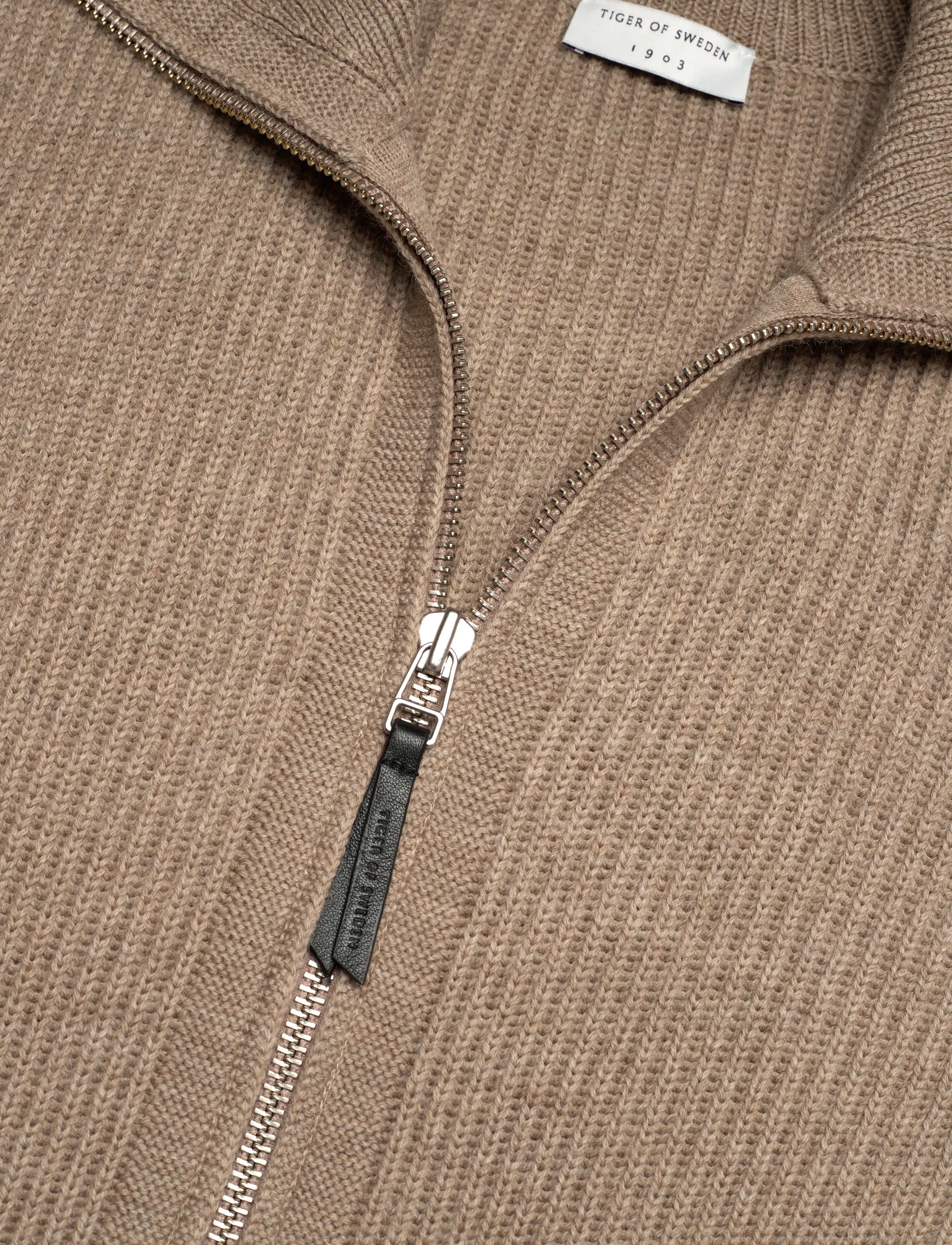 Tiger of Sweden - Niall - fullzip strik - beige melange - 3