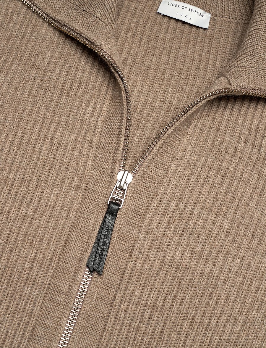 Tiger of Sweden - Niall - fullzip strik - beige melange - 3