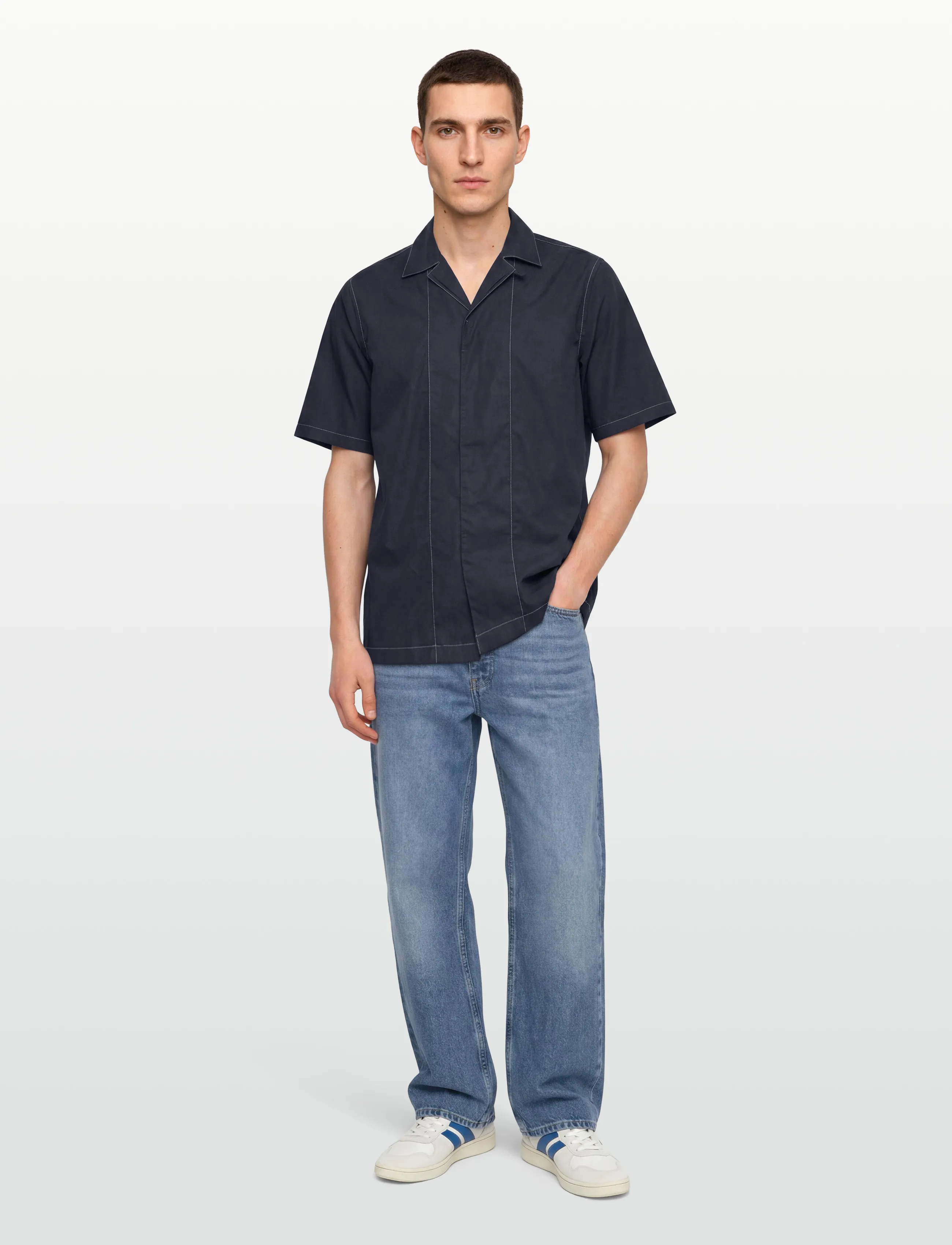 Tiger of Sweden Bailey, S, Navy, Skjorter > Afslappet Shirts, Herre