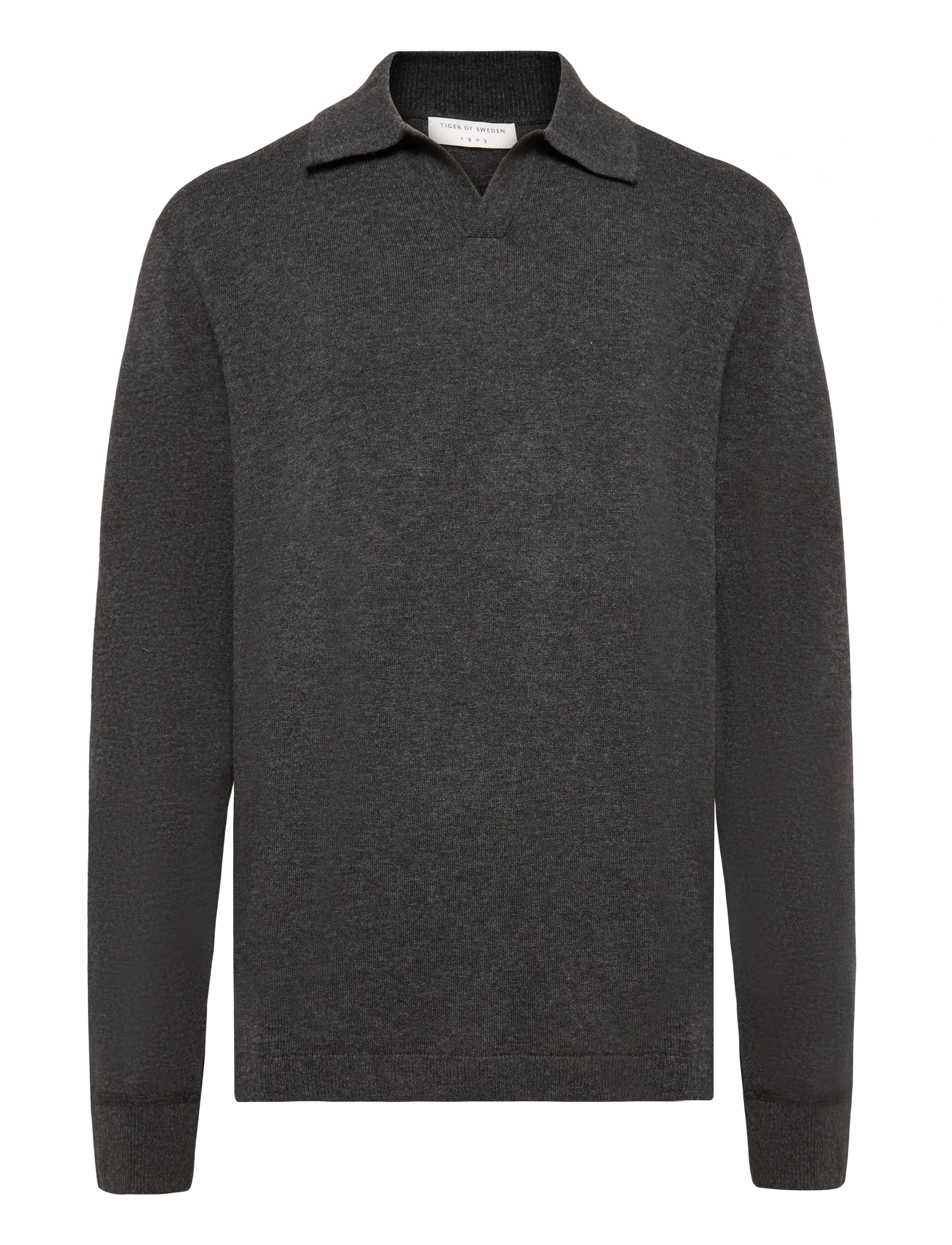Tiger of Sweden EDMUND RWS - Langärmlige Strick-Polohemden - OBSIDIAN MELANGE / grey