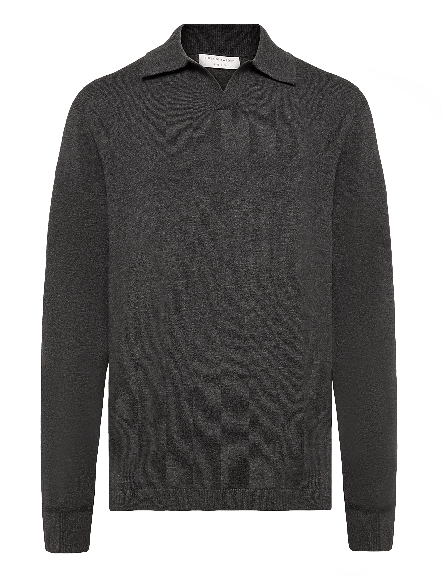 Tiger of Sweden - EDMUND RWS - langärmelige strick-polohemden - obsidian melange - 1