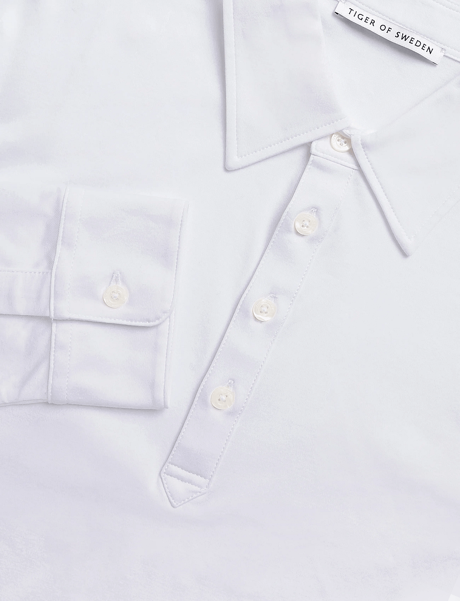 Tiger of Sweden - TANNER F LS - langärmelige strick-polohemden - pure white - 5
