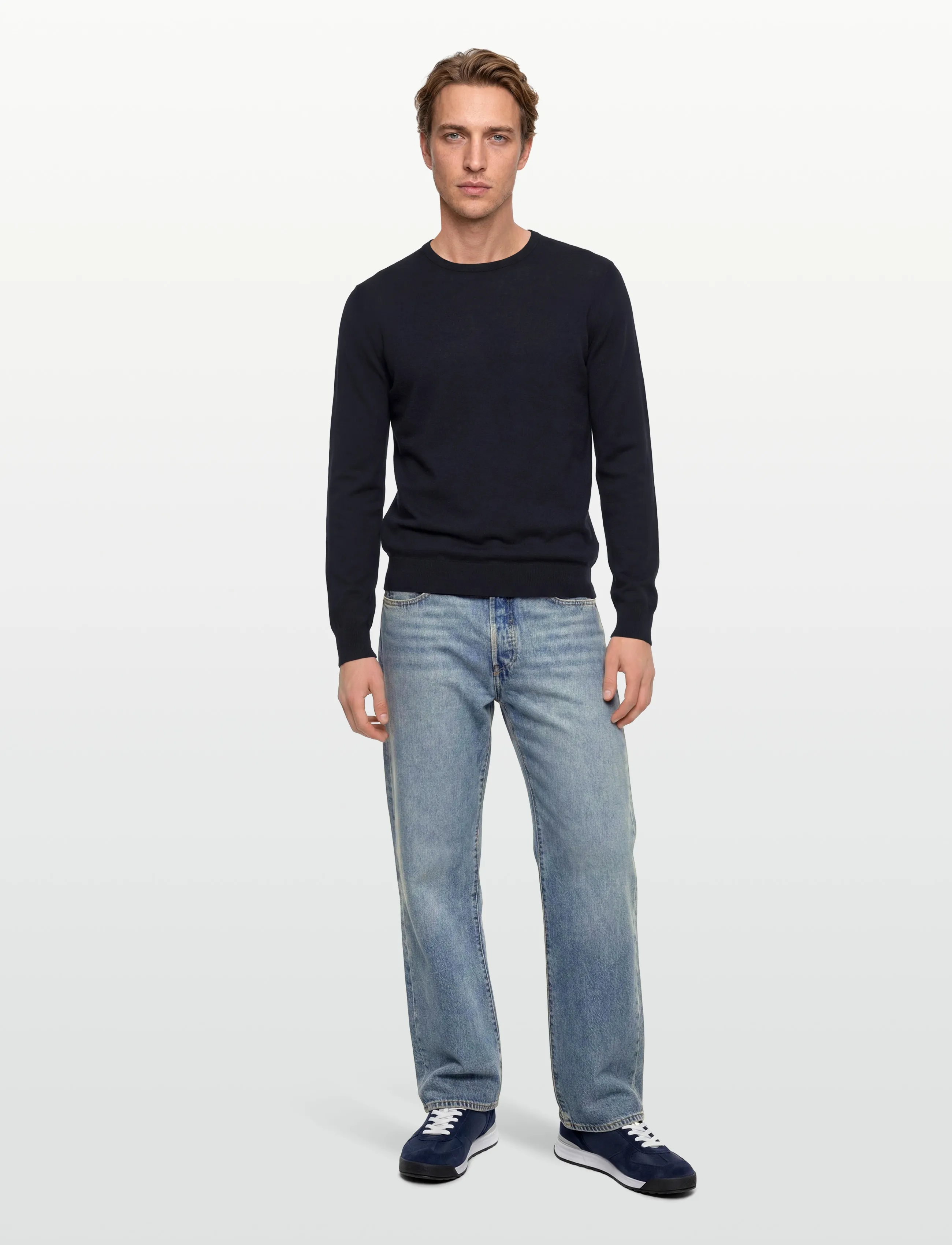 Tiger of Sweden Connor L, Knitwear, Marineblau - Round Necks, Männerswear