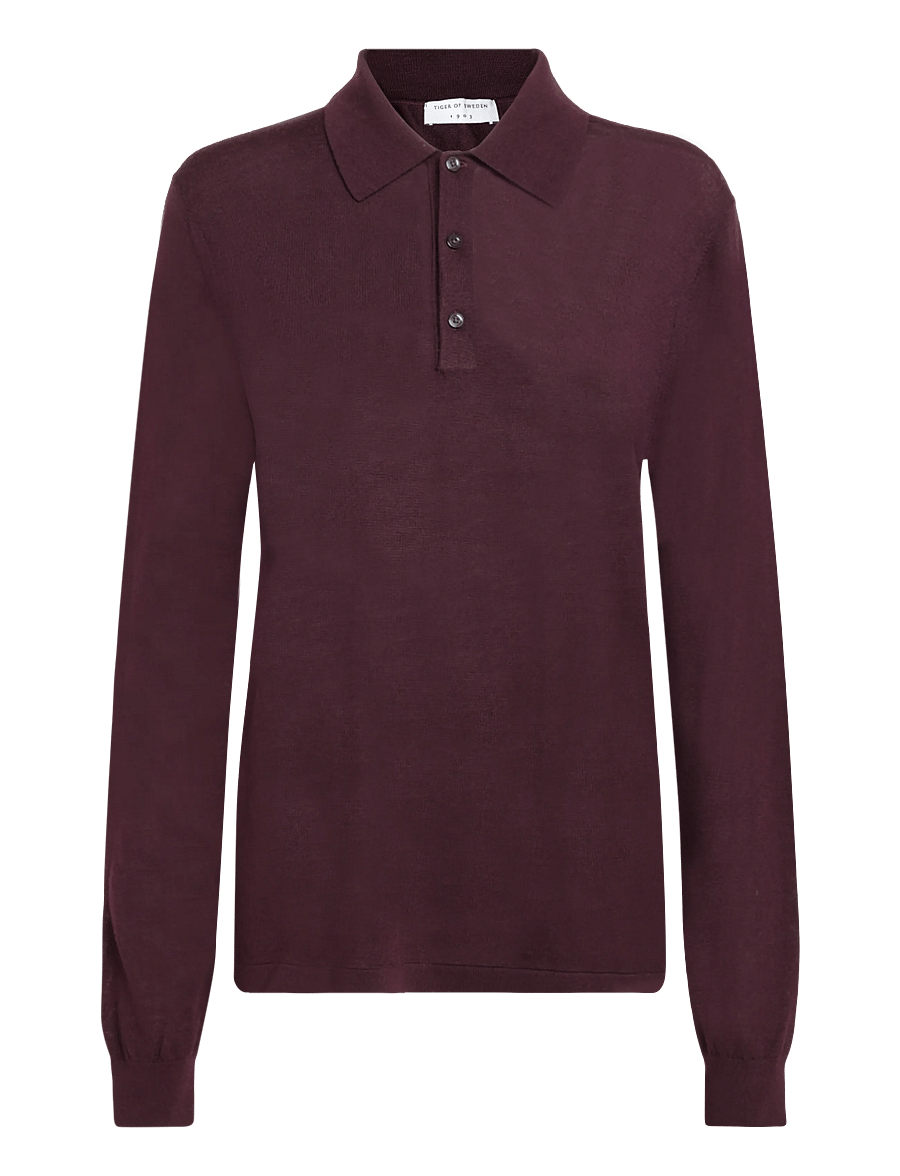 Tiger of Sweden - EROSS RWS - poloer i strik med lange ærmer - aubergine - 0