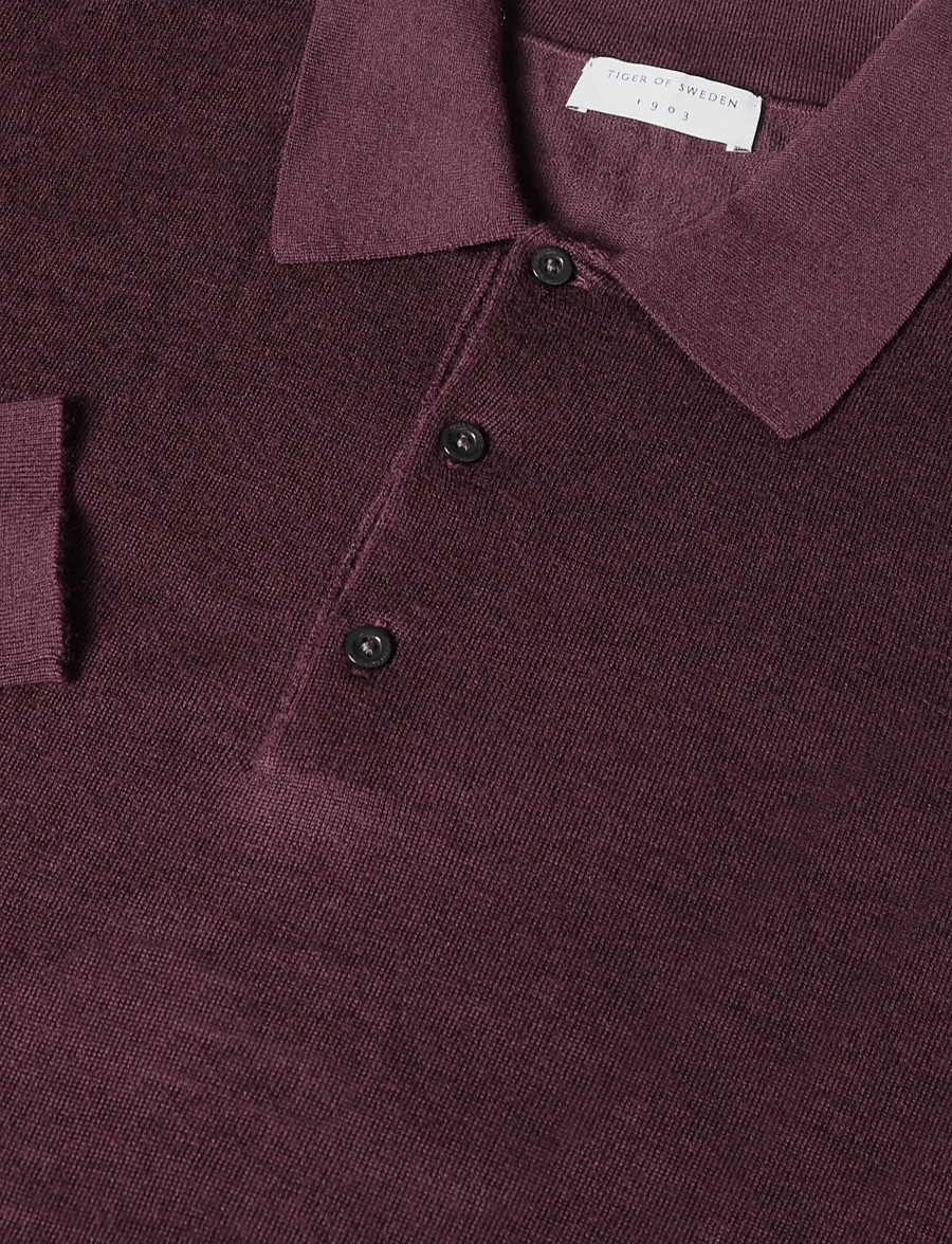 Tiger of Sweden - EROSS RWS - poloer i strik med lange ærmer - aubergine - 2
