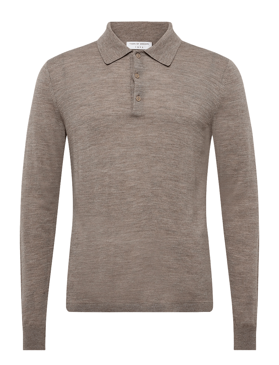 Tiger of Sweden - EROSS RWS - poloer i strik med lange ærmer - beige melange - 1