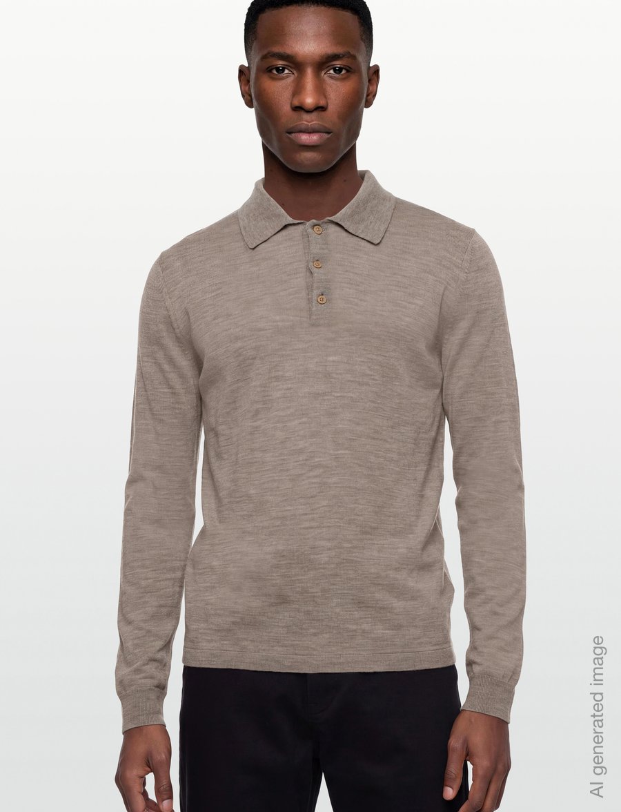 Tiger of Sweden - EROSS RWS - poloer i strik med lange ærmer - beige melange - 3