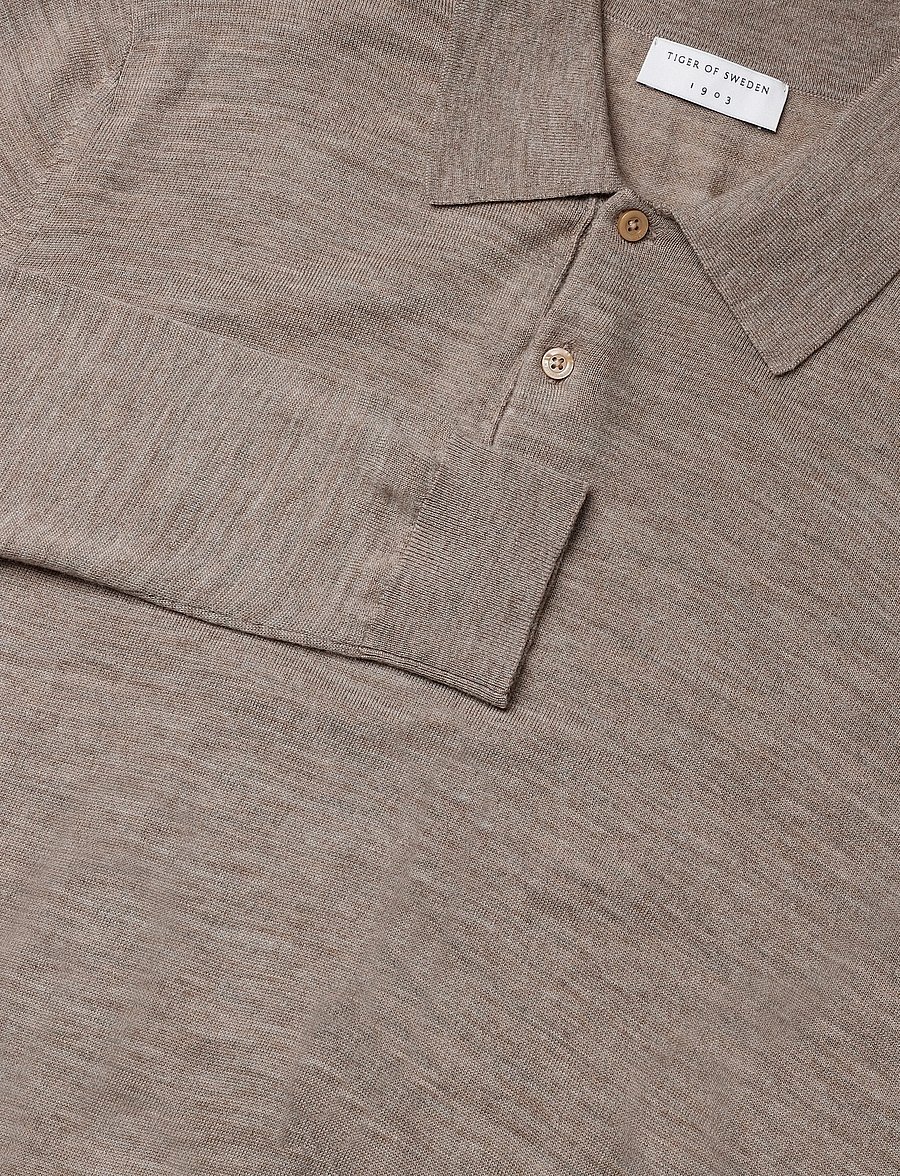 Tiger of Sweden - EROSS RWS - poloer i strik med lange ærmer - beige melange - 5