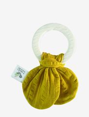 Tikiri - Rubber Teething/Muslin Tie Yellow - vauvan purulelut - yellow - 0