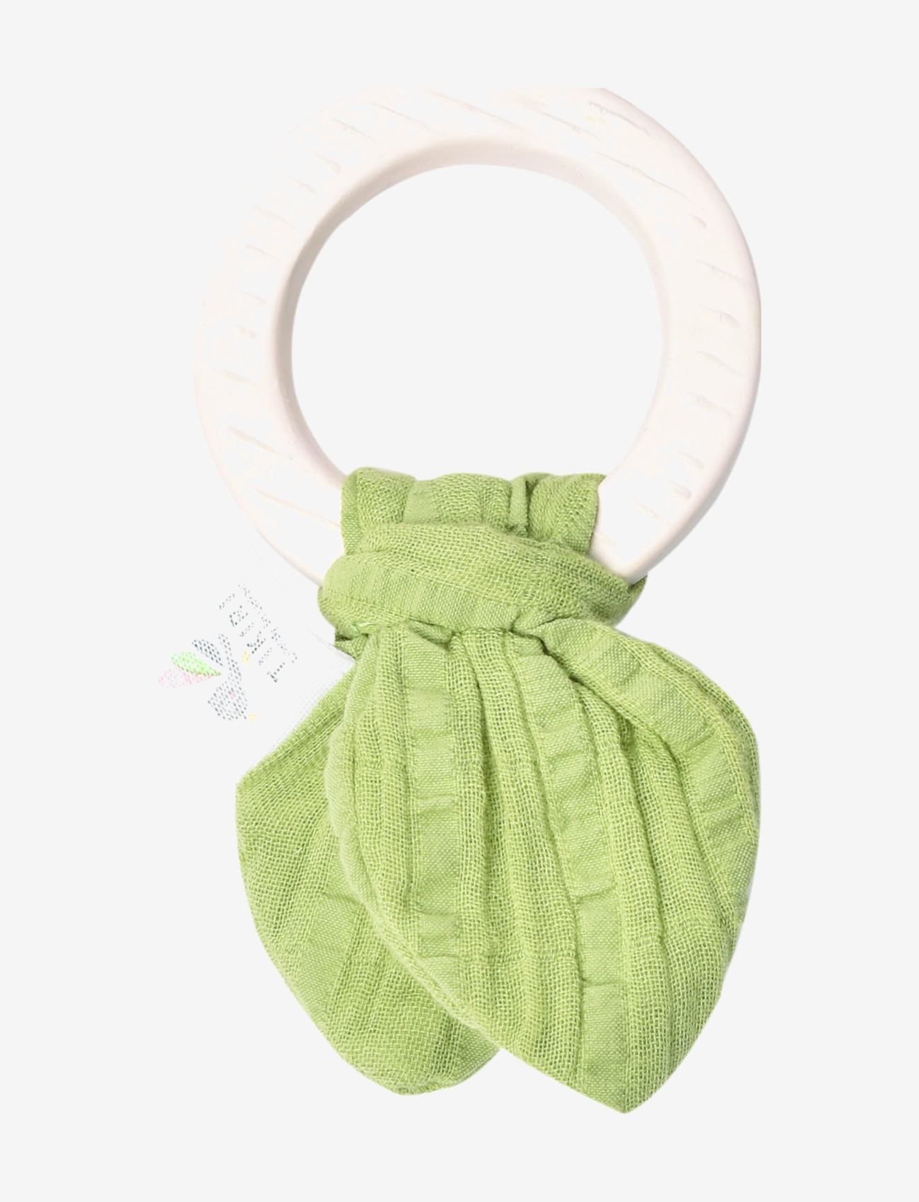 Tikiri - Rubber Teething/Muslin Tie Green - vauvan purulelut - green - 0