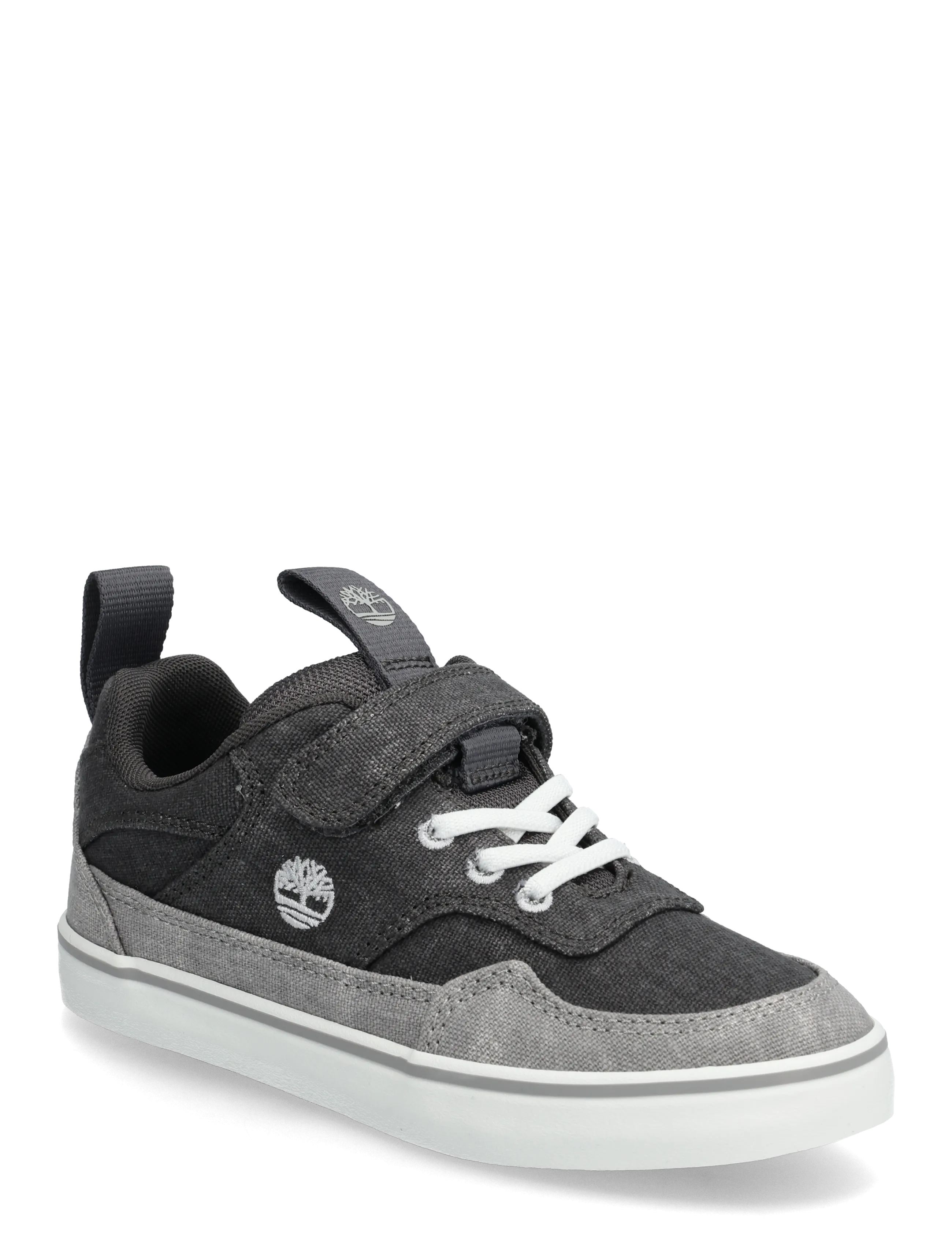 Timberland Stone Jump Low Hook & Loop Sneaker Dark Grey Canvas, 50, Grey, Sneakers > Sneakers Med Høj Top, Børn