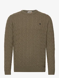 PHILLIPS BROOK Cable Crew Neck Sweater DARK OLIVE, Timberland