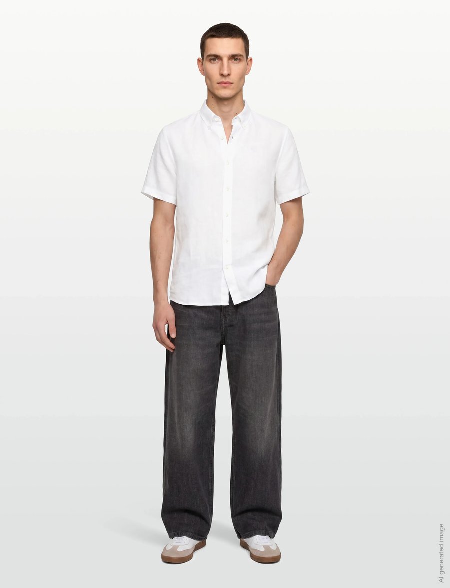 Timberland - MILL BROOK Linen Short Sleeve Shirt WHITE - hørskjorter - white - 0