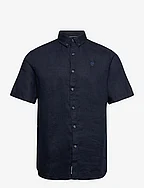 MILL BROOK Linen Short Sleeve Shirt DARK SAPPHIRE - DARK SAPPHIRE