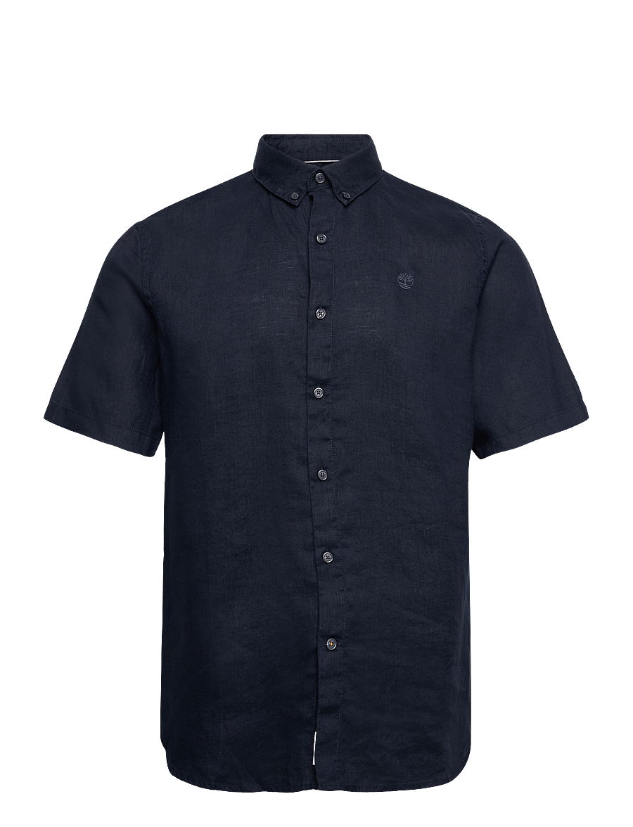Timberland - Linen Short Sleeve Shirt - linneskjortor - dark sapphire - 0