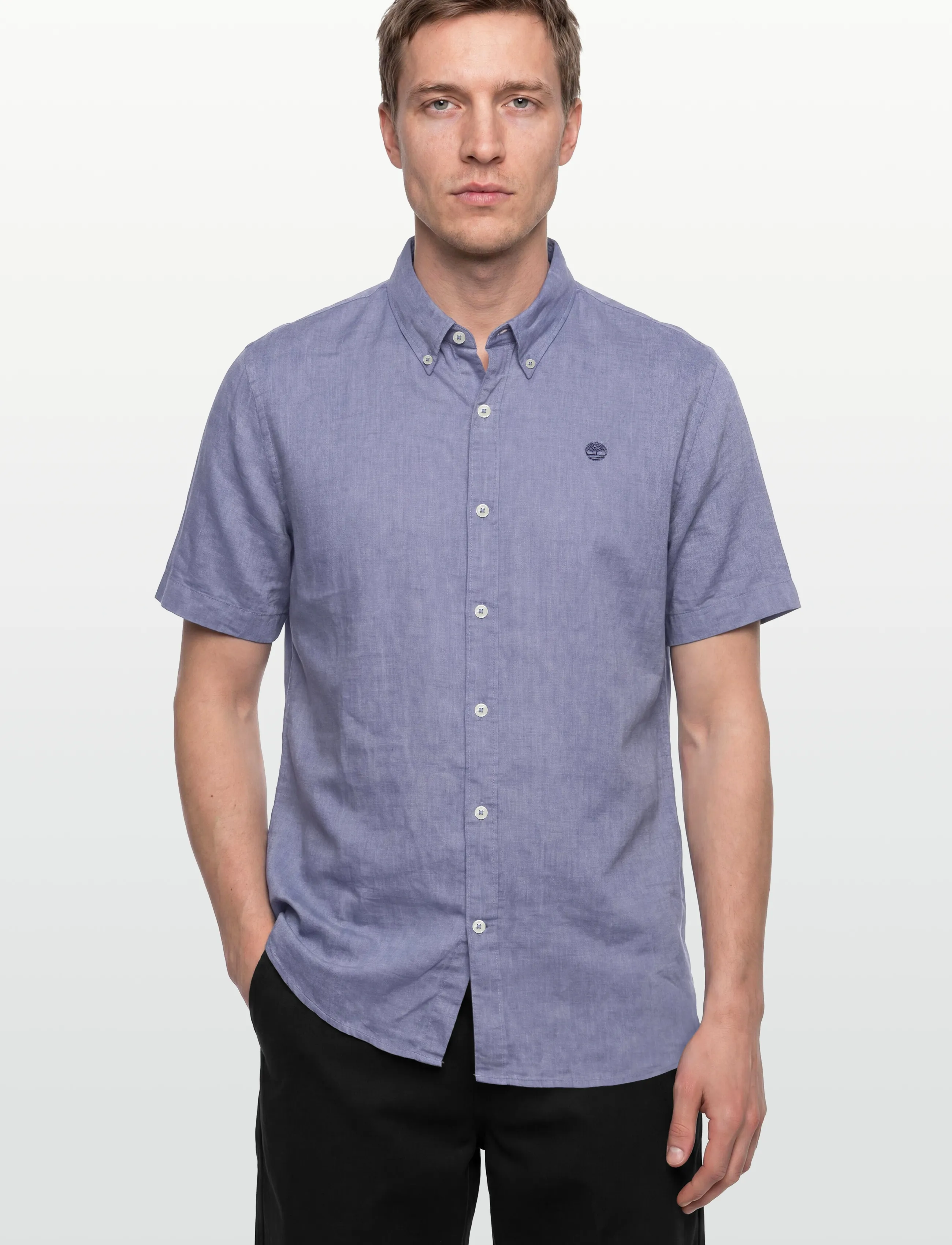Timberland - MILL BROOK Linen Short Sleeve Shirt STONE WASH - hørskjorter - medium blue - 3