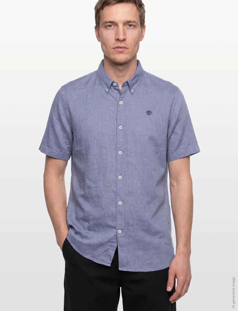 Timberland - MILL BROOK Linen Short Sleeve Shirt STONE WASH - linased särgid - medium blue - 3