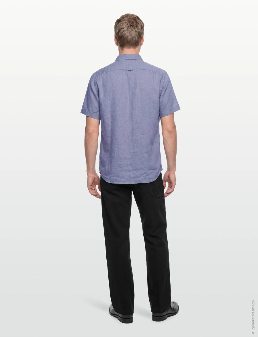 Timberland - MILL BROOK Linen Short Sleeve Shirt STONE WASH - linased särgid - medium blue - 4