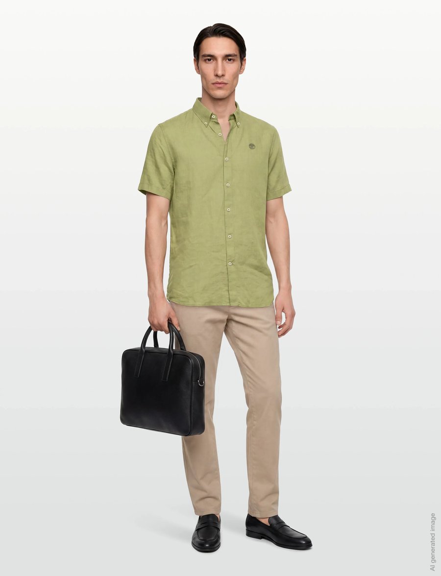 Timberland - MILL BROOK Linen Short Sleeve Shirt SAGE - leinenhemden - light green - 0