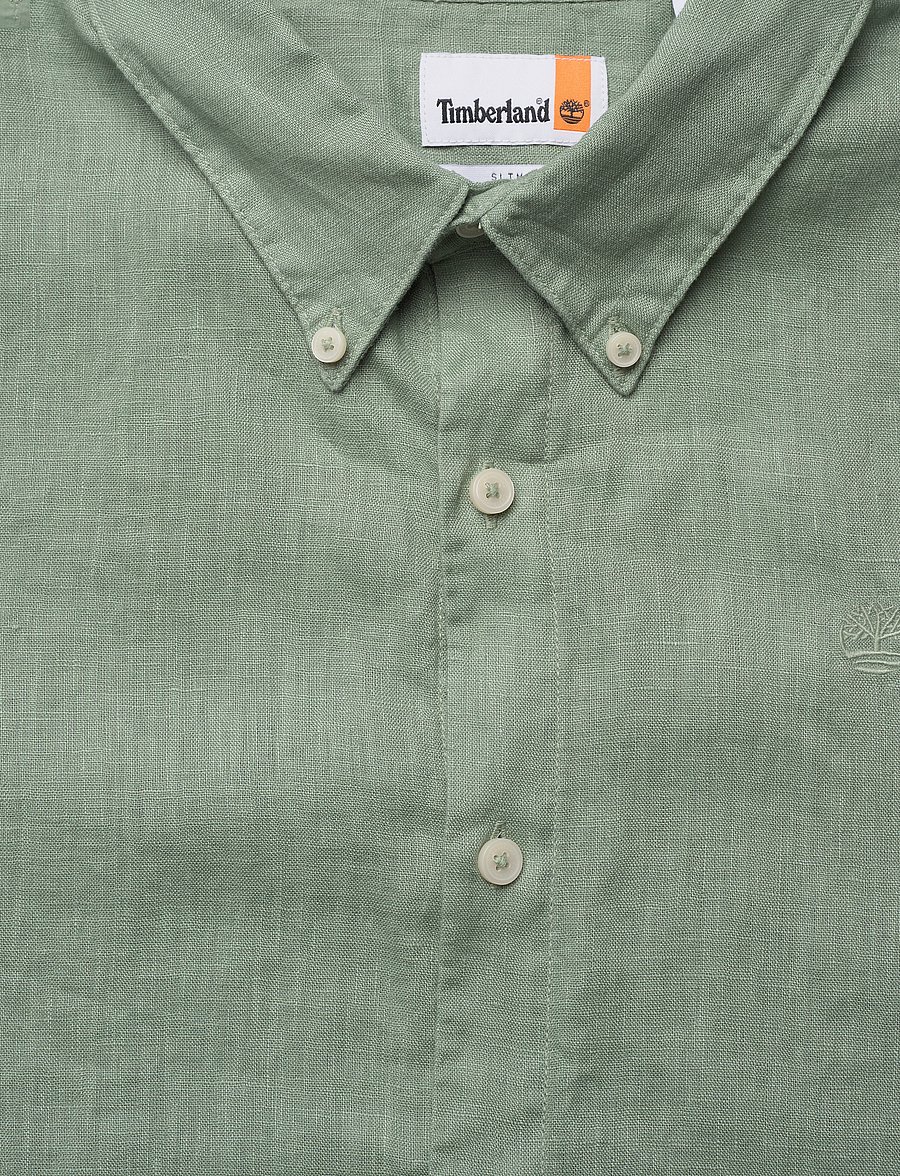 Timberland - Linen Short Sleeve Shirt - pellavakauluspaidat - pro green bay - 2