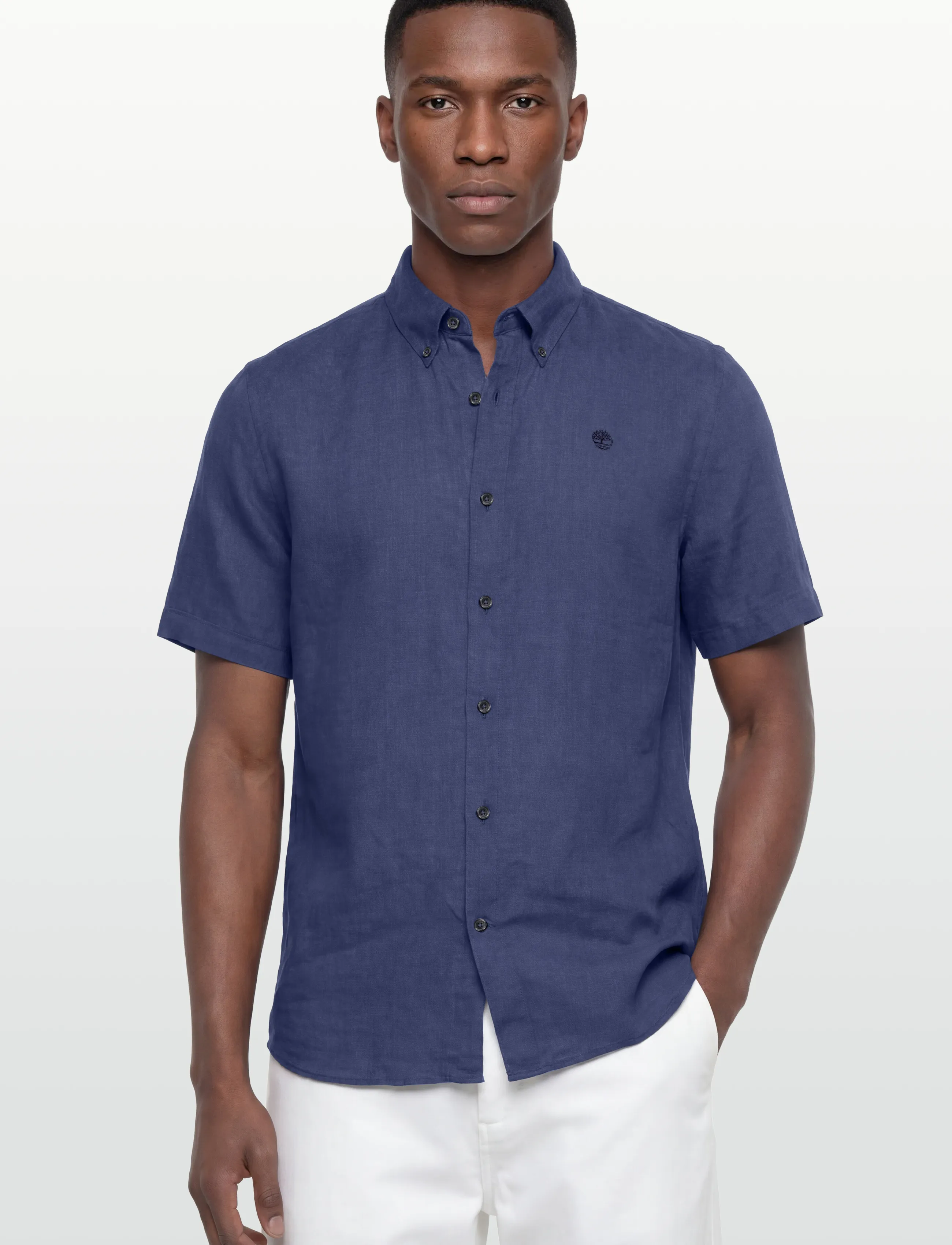 Timberland - MILL BROOK Linen Short Sleeve Shirt OCEANA - hørskjorter - dark blue - 3